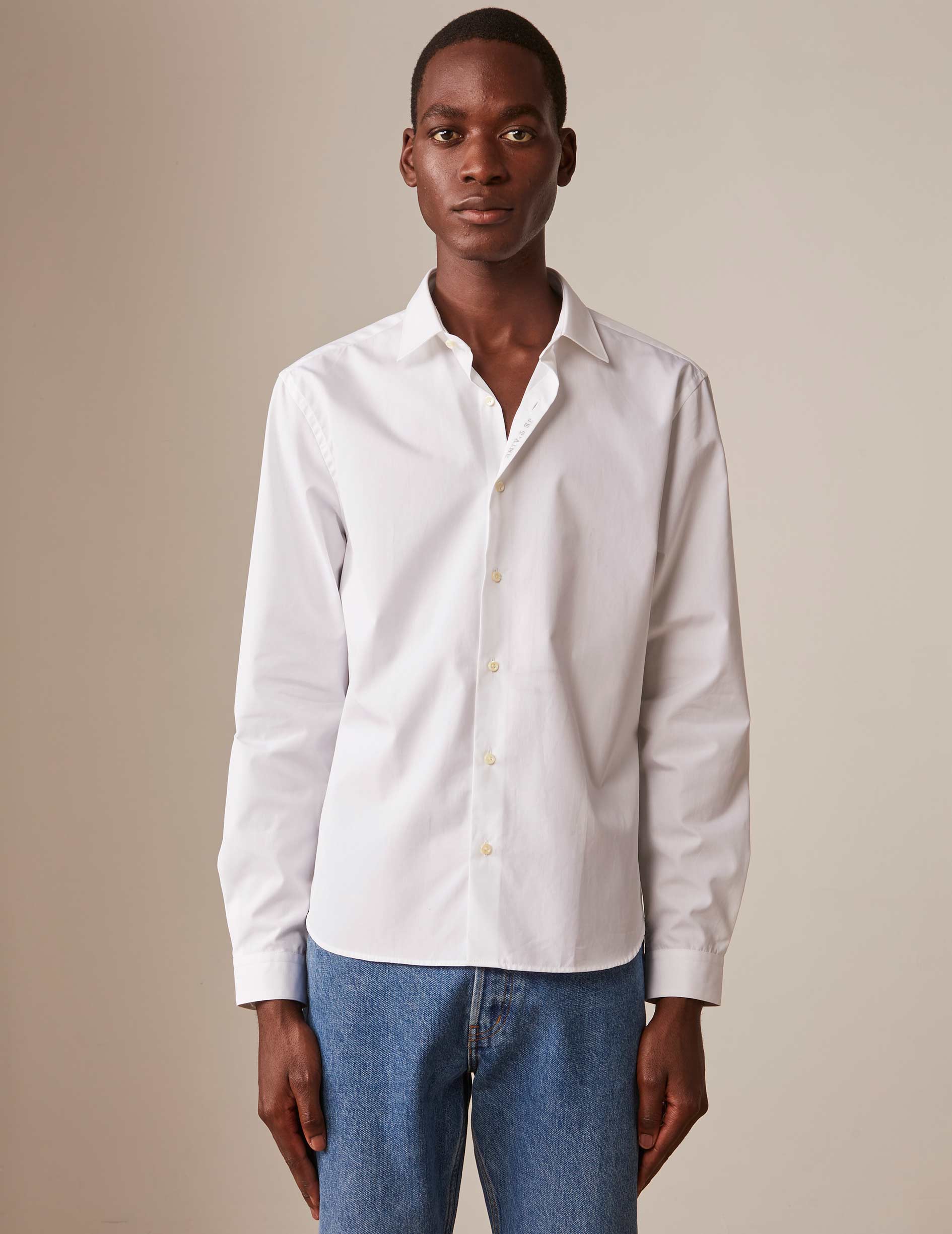 unisex White "Je t'aime" shirt - Poplin - Figaret Collar