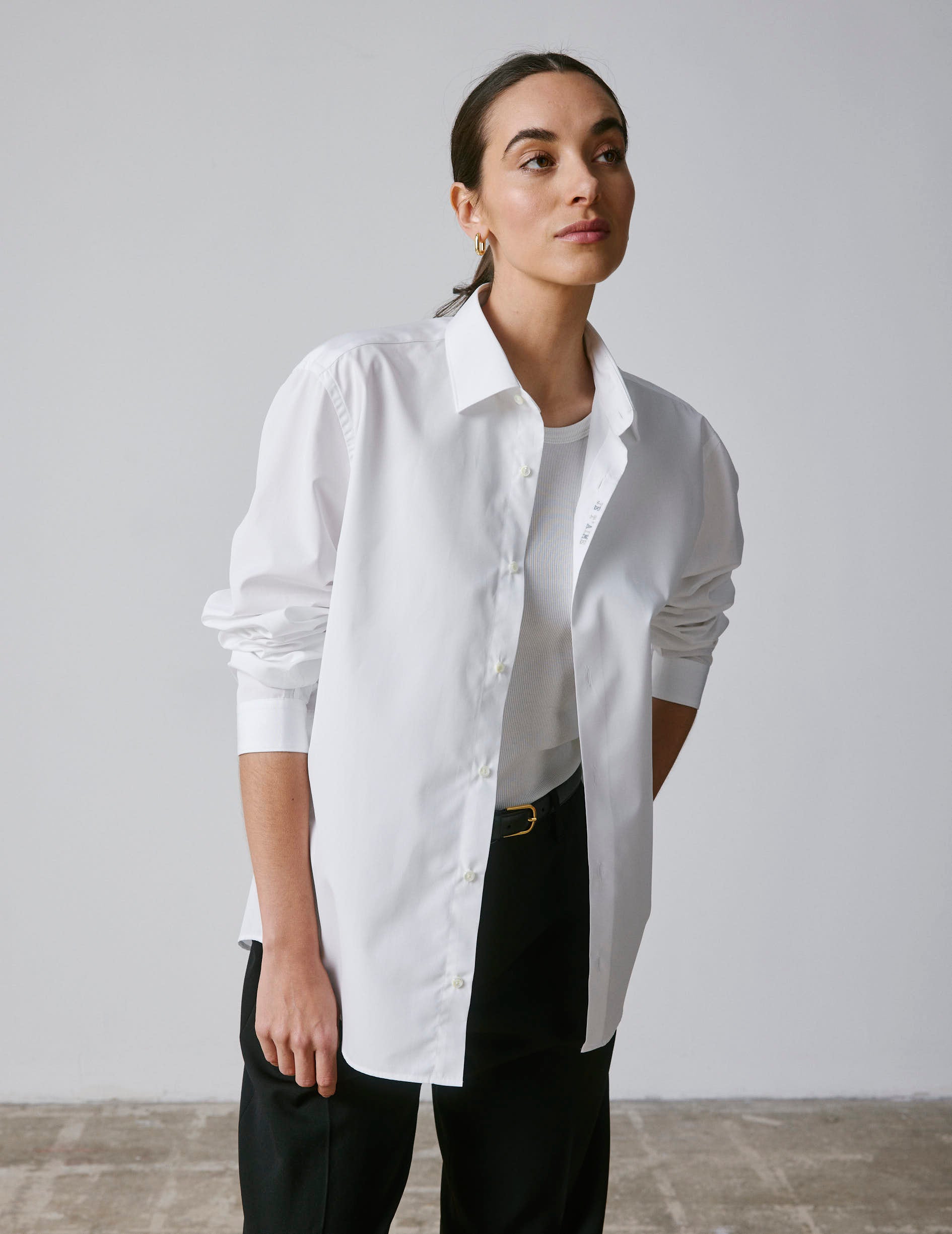 unisex White "Je t'aime" shirt - Poplin - Figaret Collar