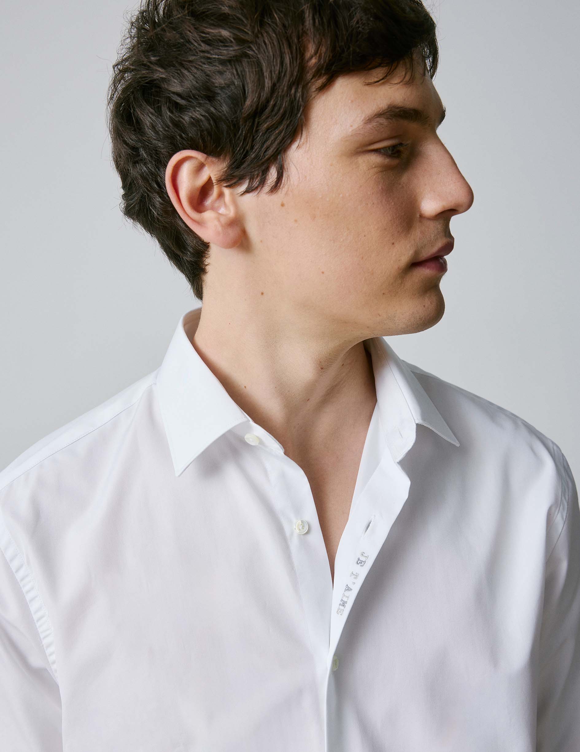 unisex White "Je t'aime" shirt - Poplin - Figaret Collar