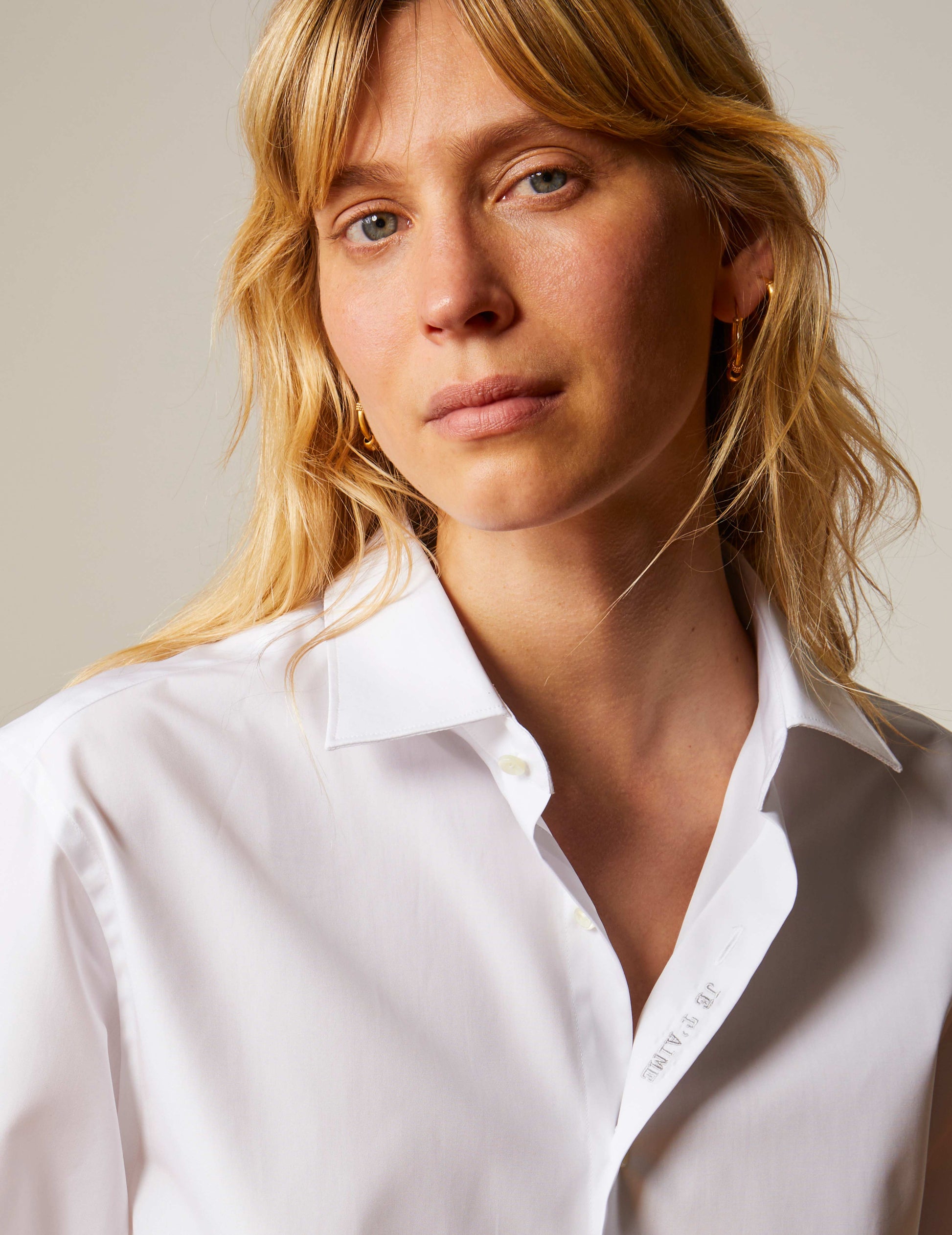 unisex White "Je t'aime" shirt - Poplin - Figaret Collar