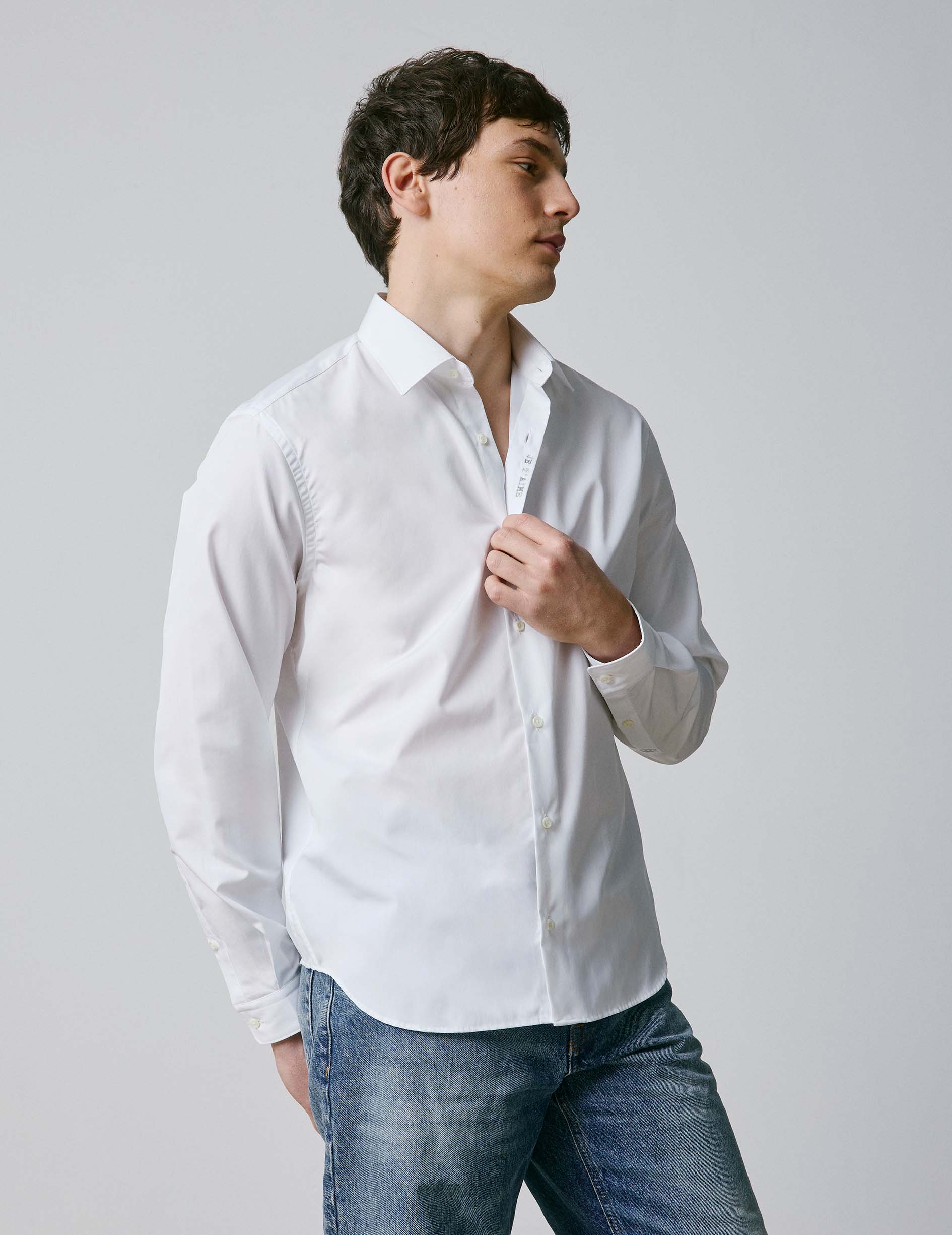 unisex White "Je t'aime" shirt - Poplin - Figaret Collar