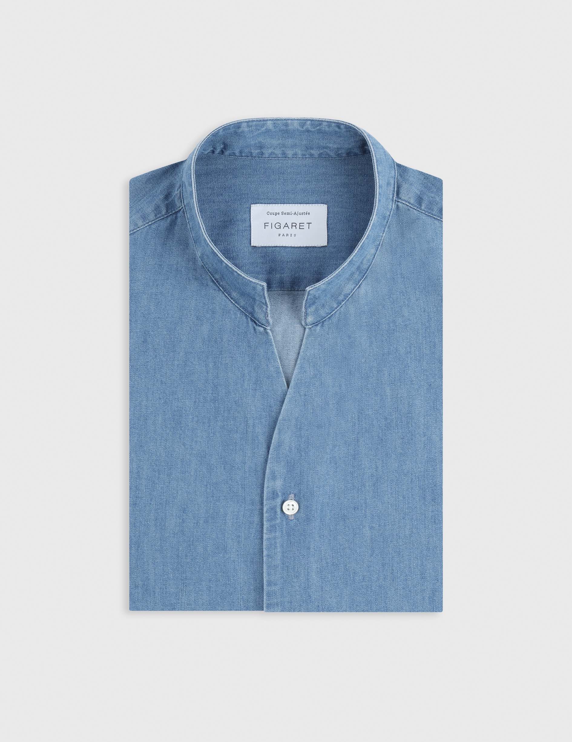 Carl blue denim shirt - Denim - Open straight Collar