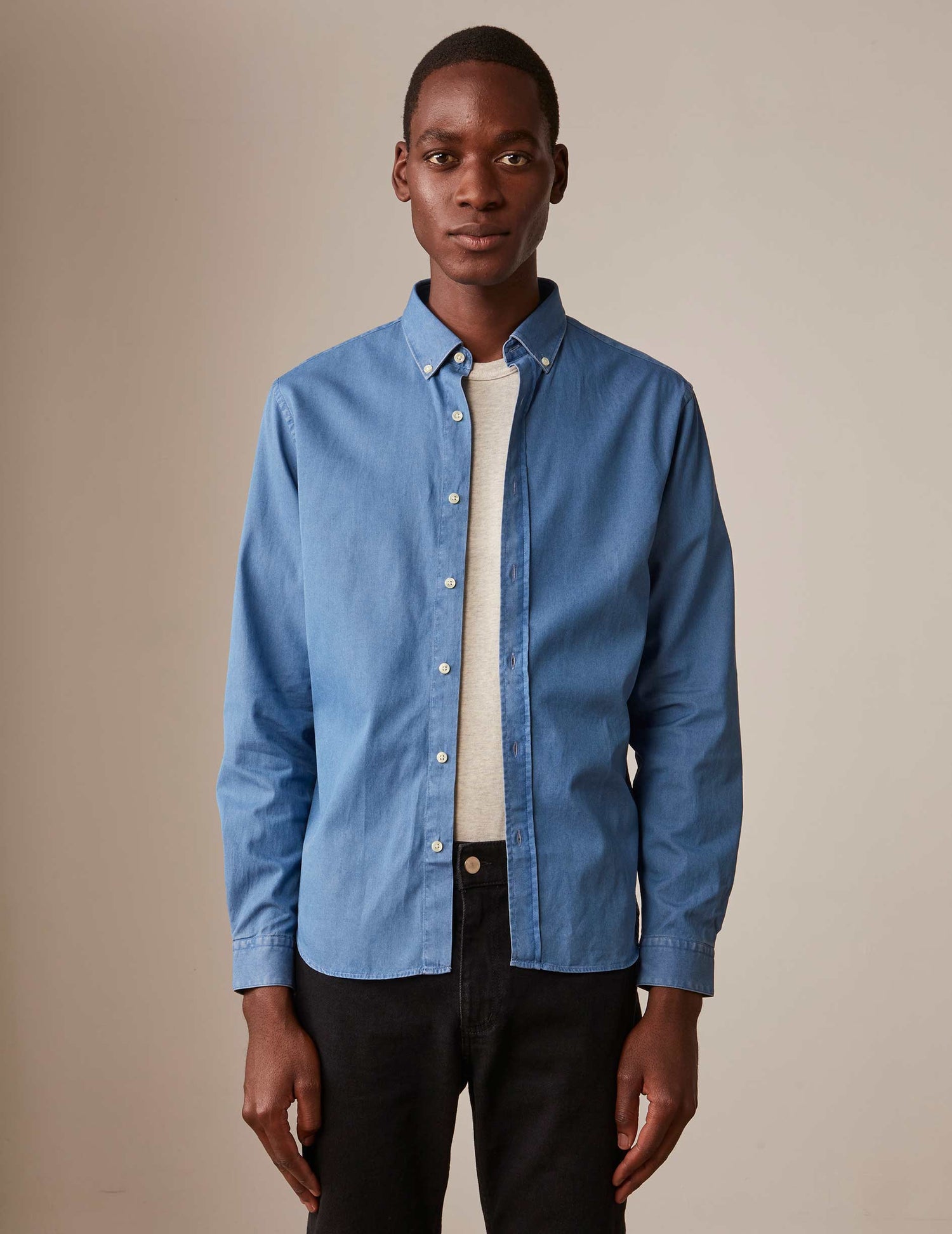 Semi-fitted blue shirt - Twill - American Collar#3