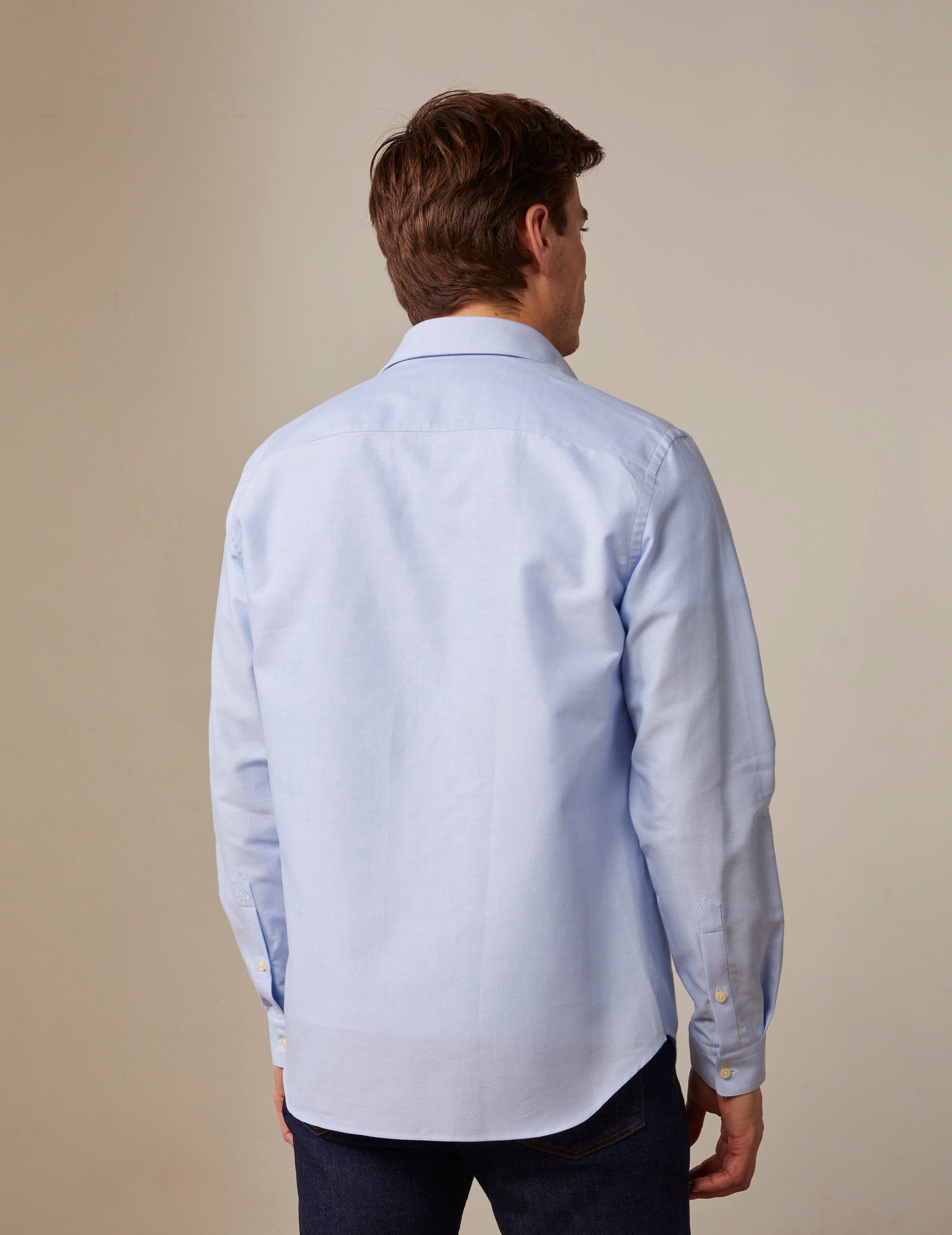 Semi-fitted blue shirt - Oxford - American Collar
