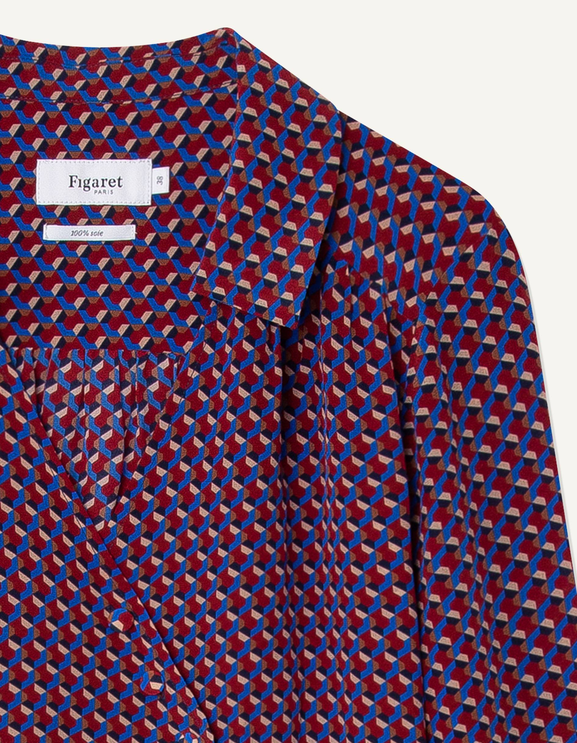 Iris geometric print burgundy shirt dress - Crepe