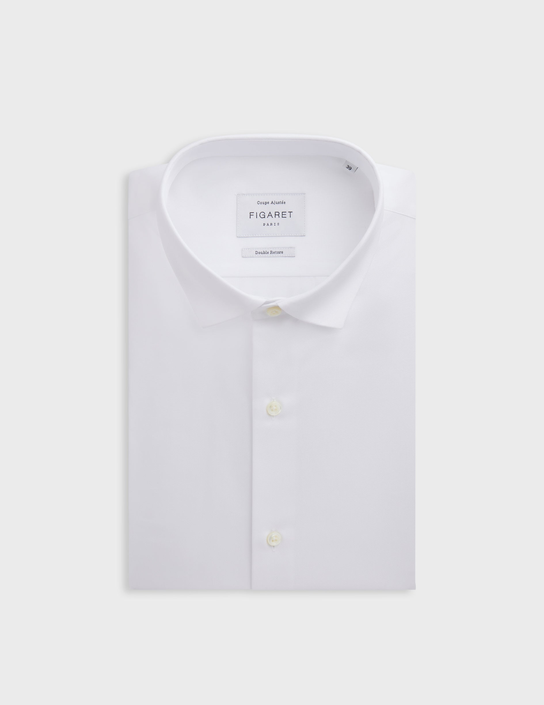 Fitted white shirt - Dobby - Thin Collar