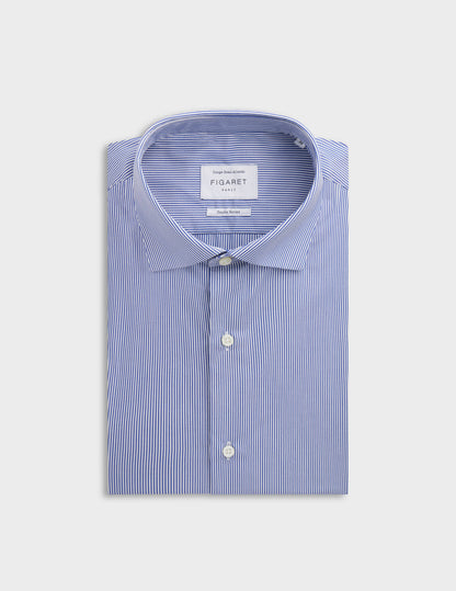 Semi-fitted blue striped shirt