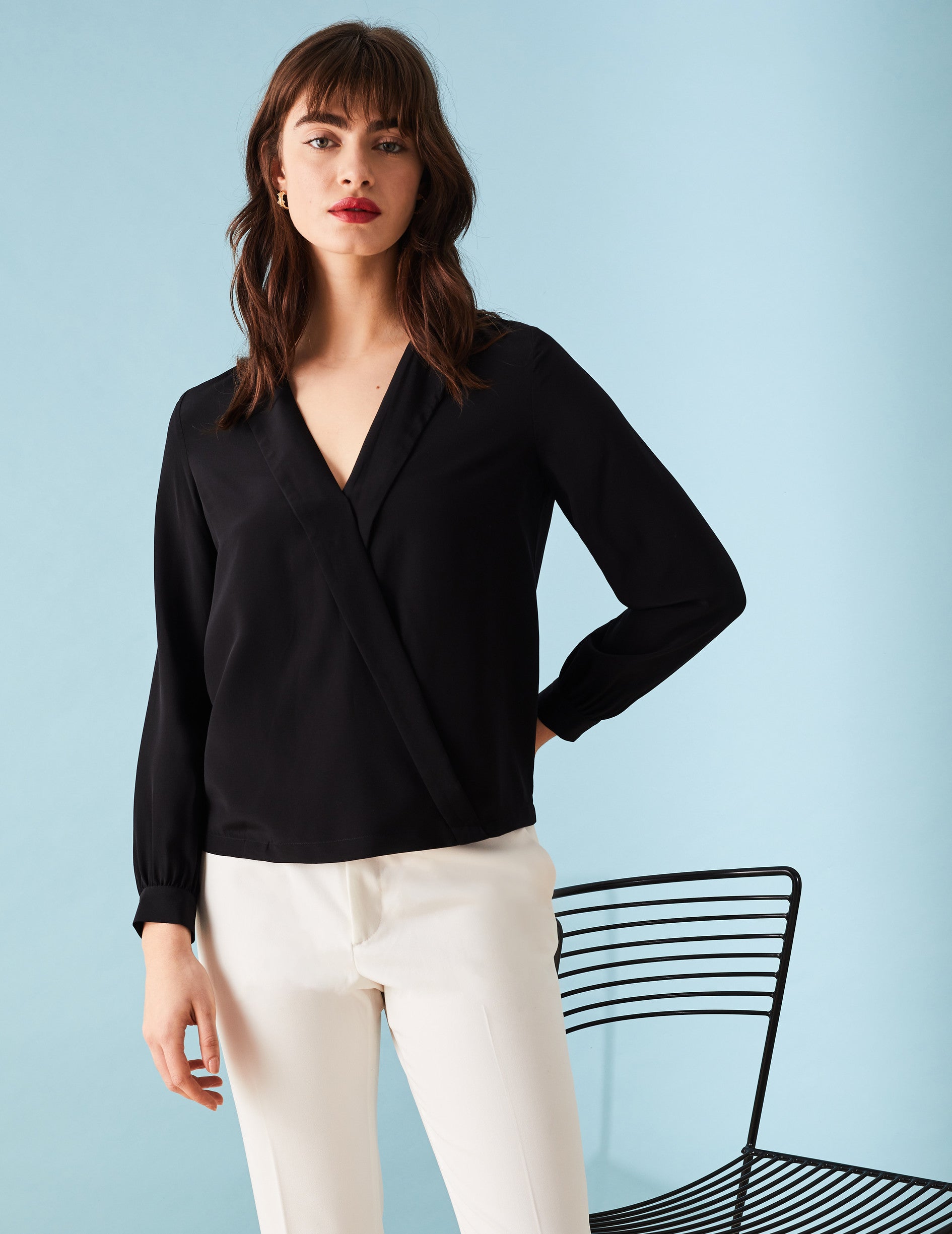 Anaé blouse in black silk - Crepe