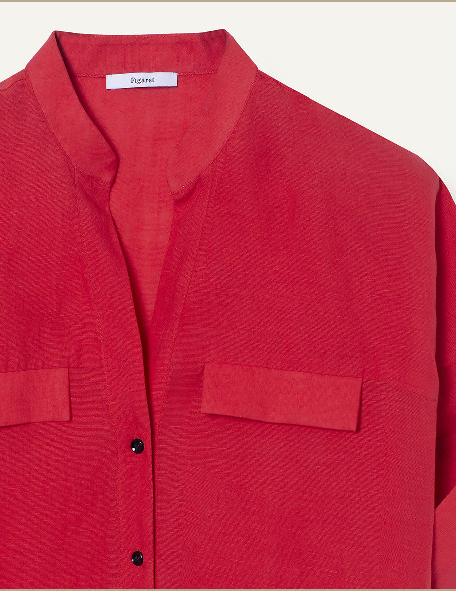 Bahia shirt in red tencel and linen - Cloth