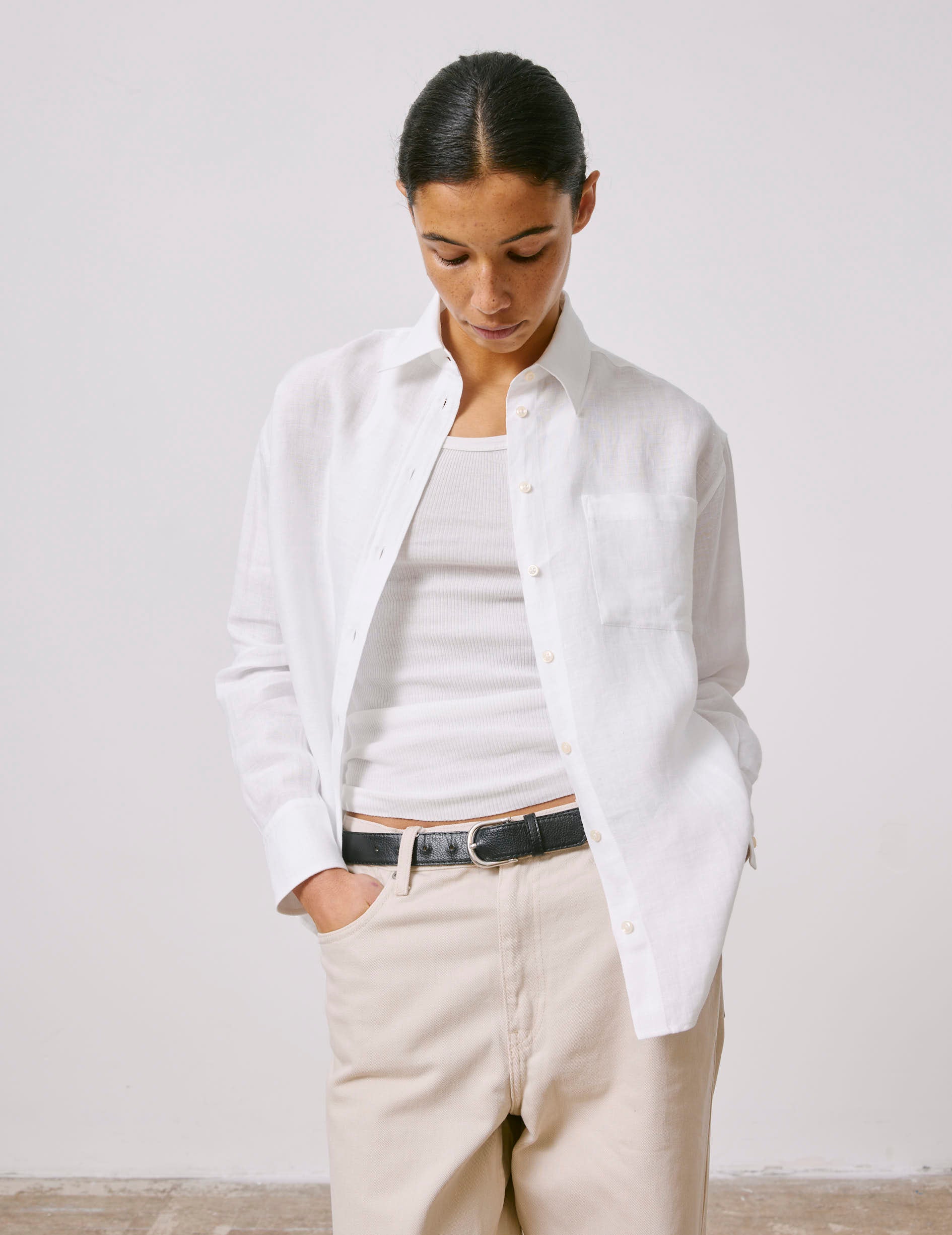 white linen Charlotte shirt