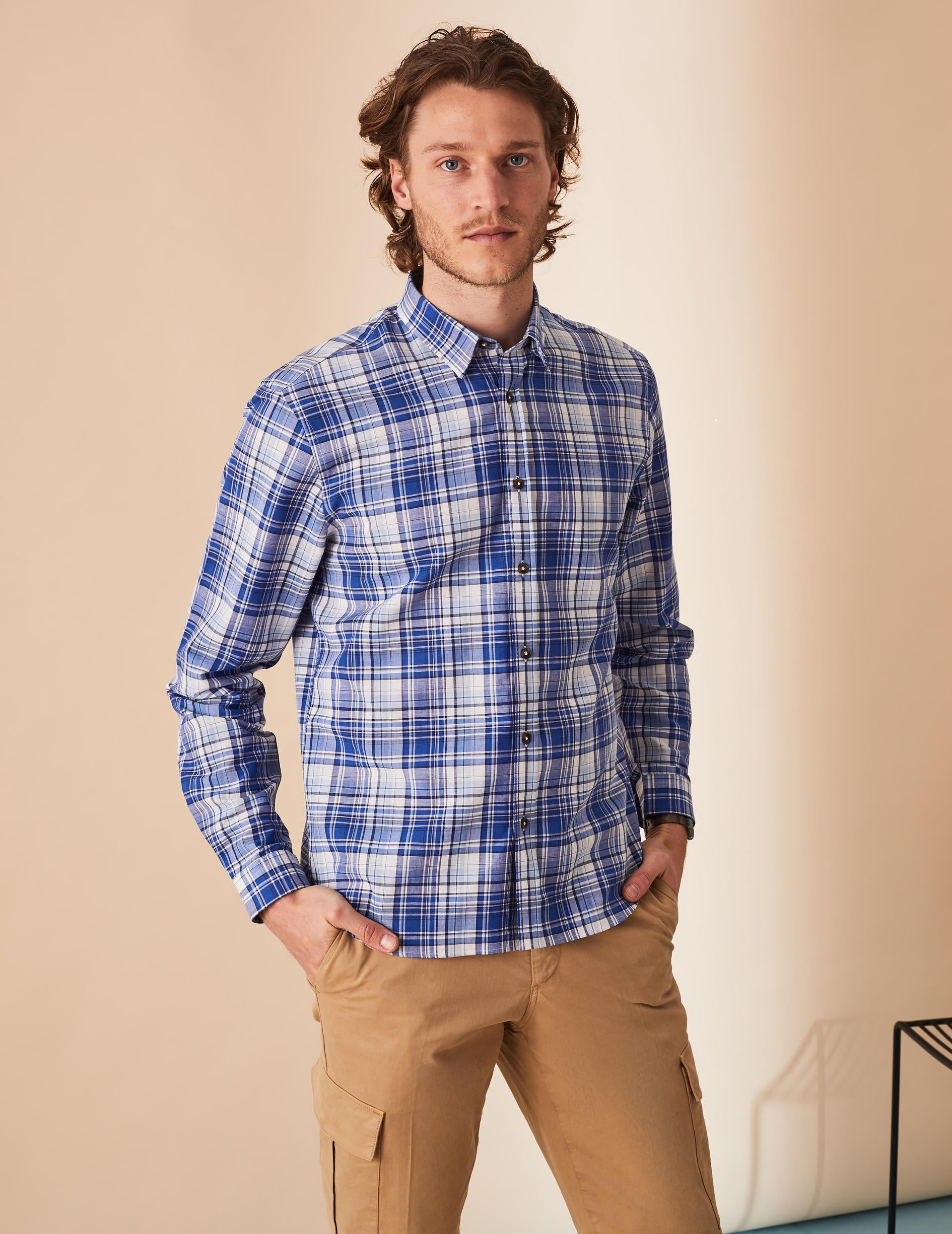 Anatole blue check shirt - Poplin - American Collar