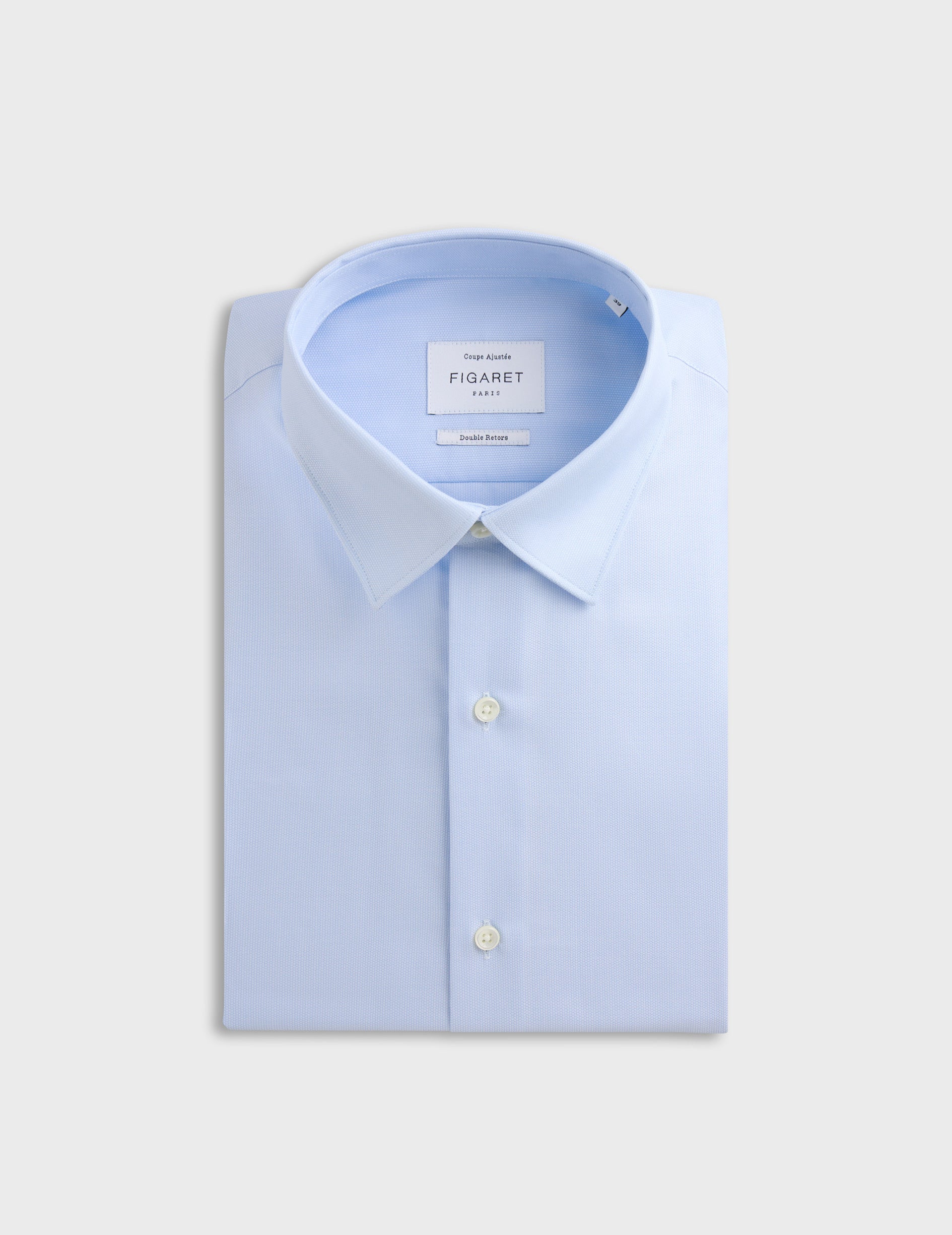 Fitted blue shirt - Dobby - Figaret Collar - French Cuffs Fitted blue shirt - Dobby - Figaret Collar - French Cuffs