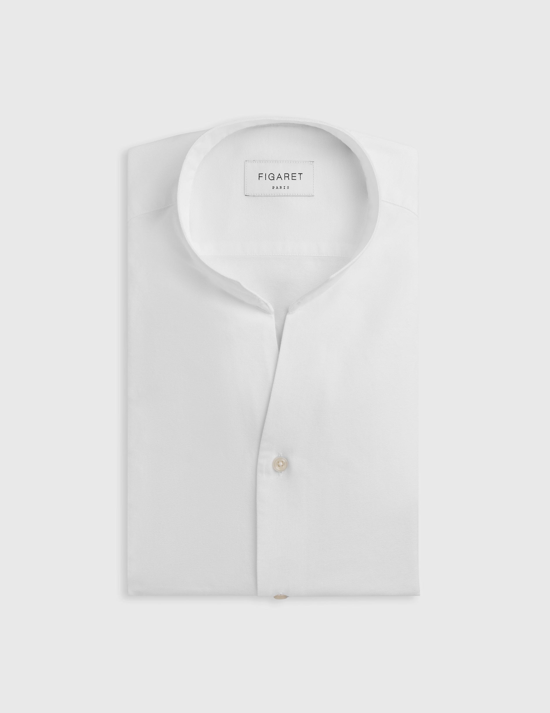 mens straight collar dress shirts Pure Cotton Pinpoint Solid Color Edge-stitched Straight Collar Dress Shirt - White