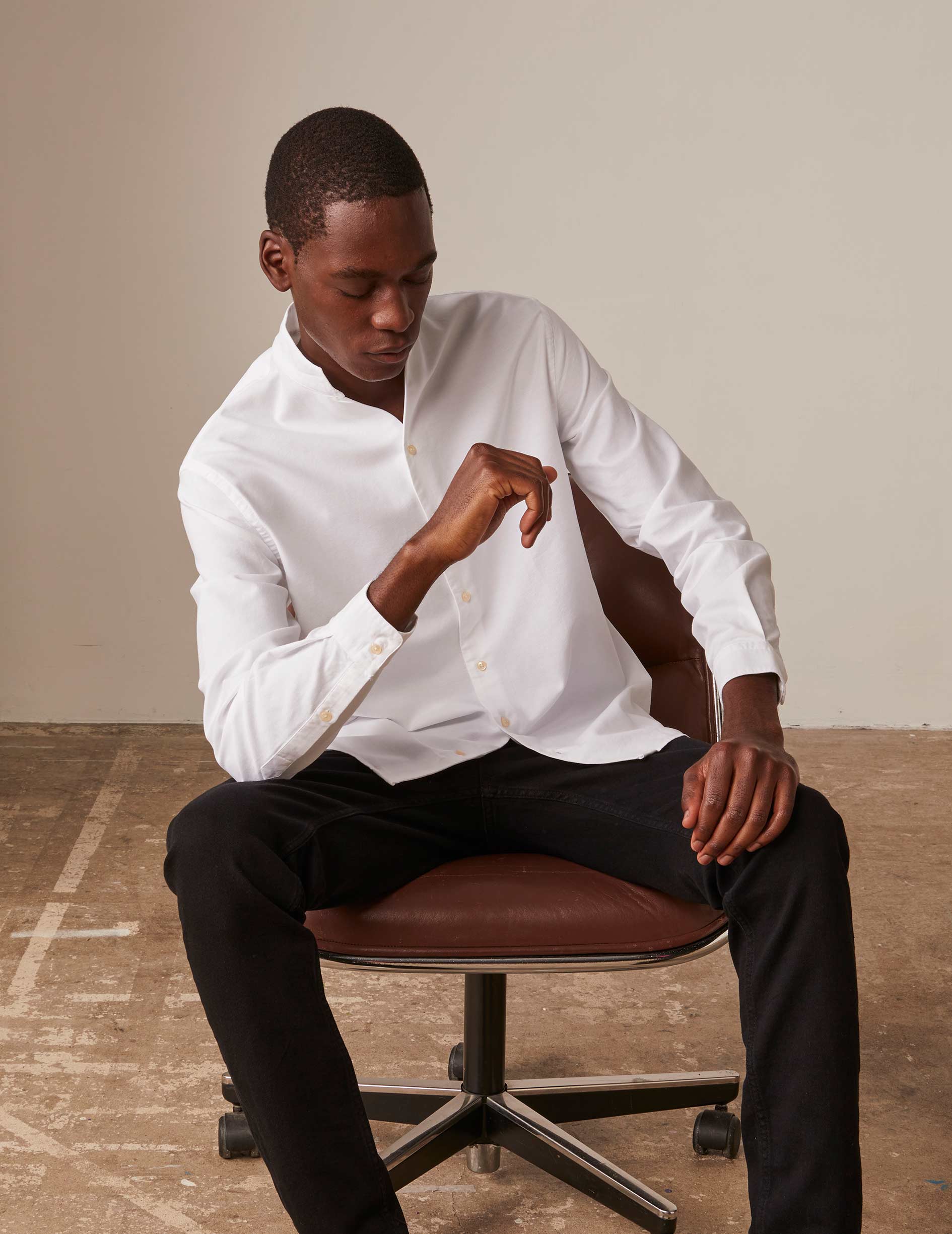 White Carl shirt - Oxford - Open straight Collar
