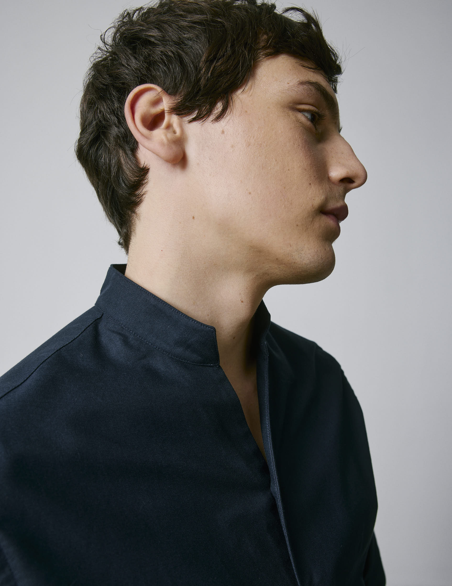 Carl navy shirt - Oxford - Open straight Collar