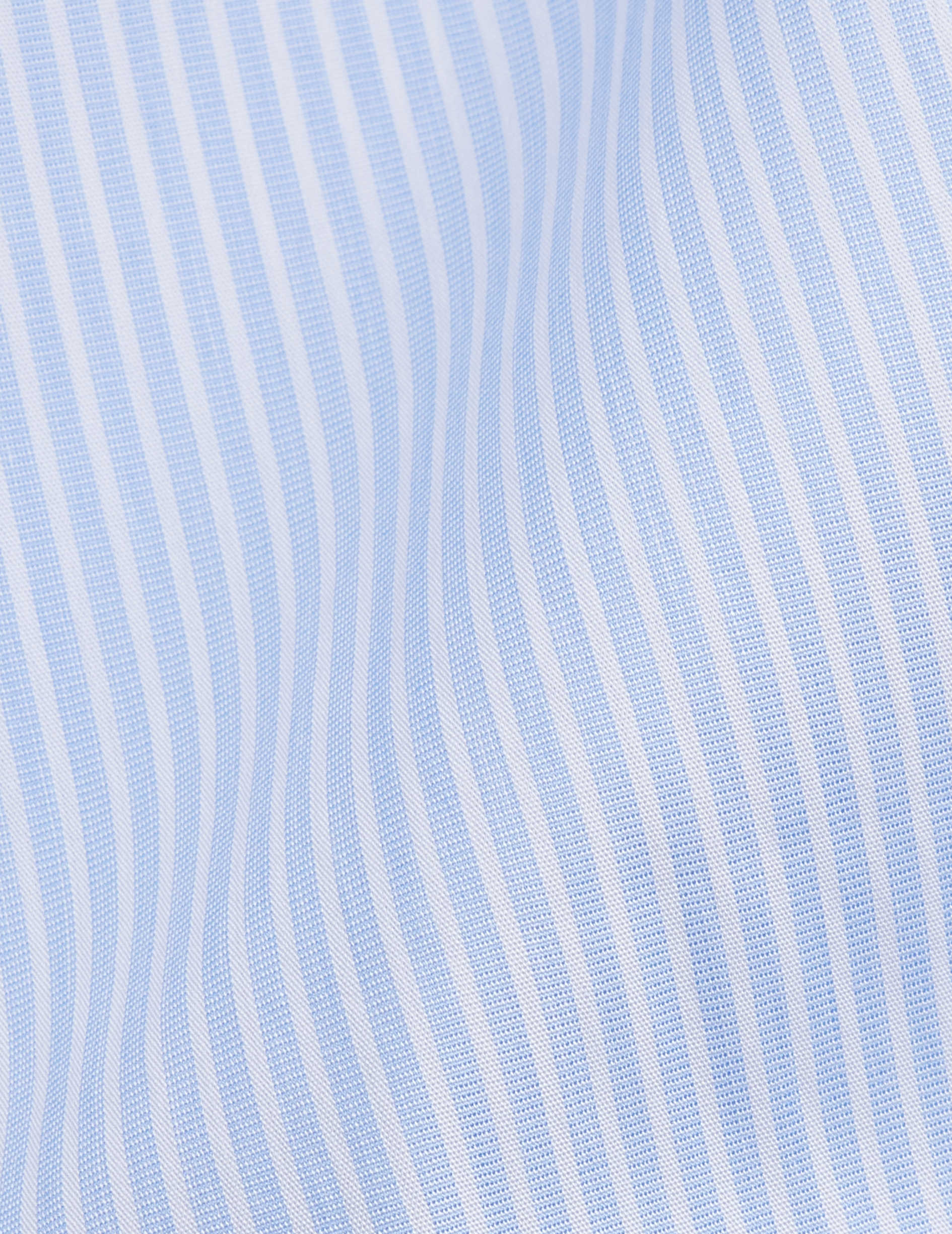 Fitted blue striped stretch shirt - Poplin - Figaret Collar