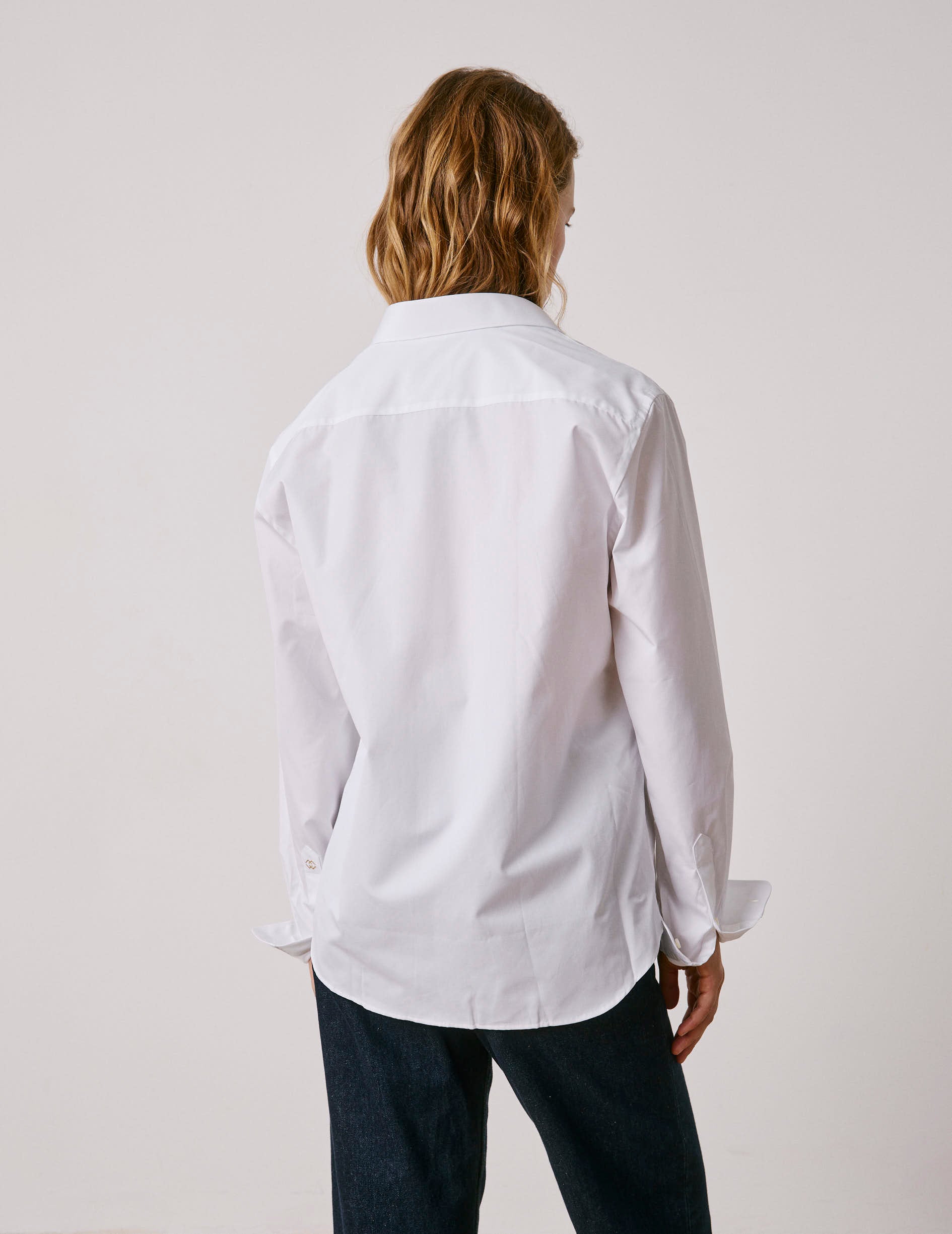 Unisex white "Je t'aime" shirt - Poplin - Figaret Collar