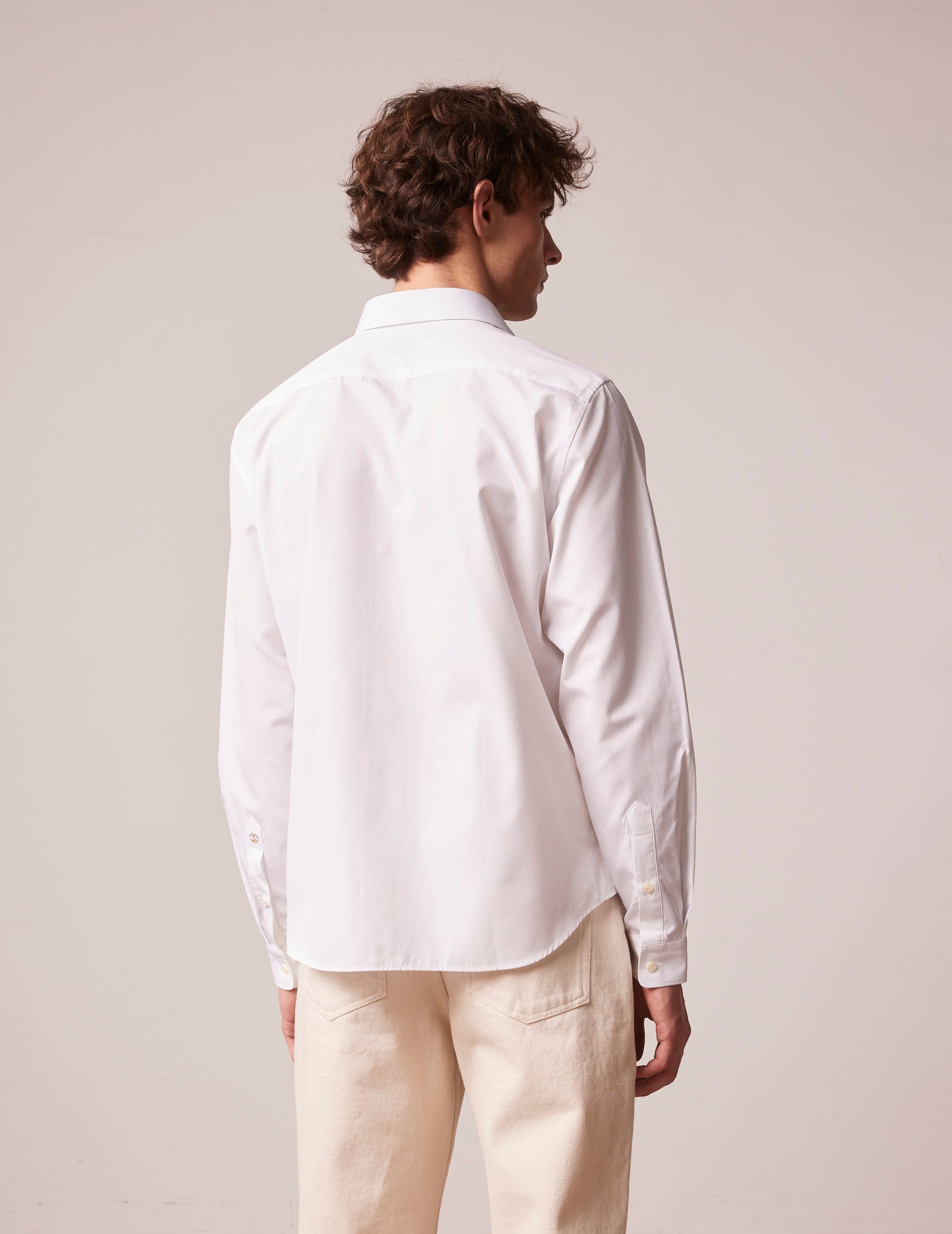 Unisex white "Je t'aime" shirt - Poplin - Figaret Collar