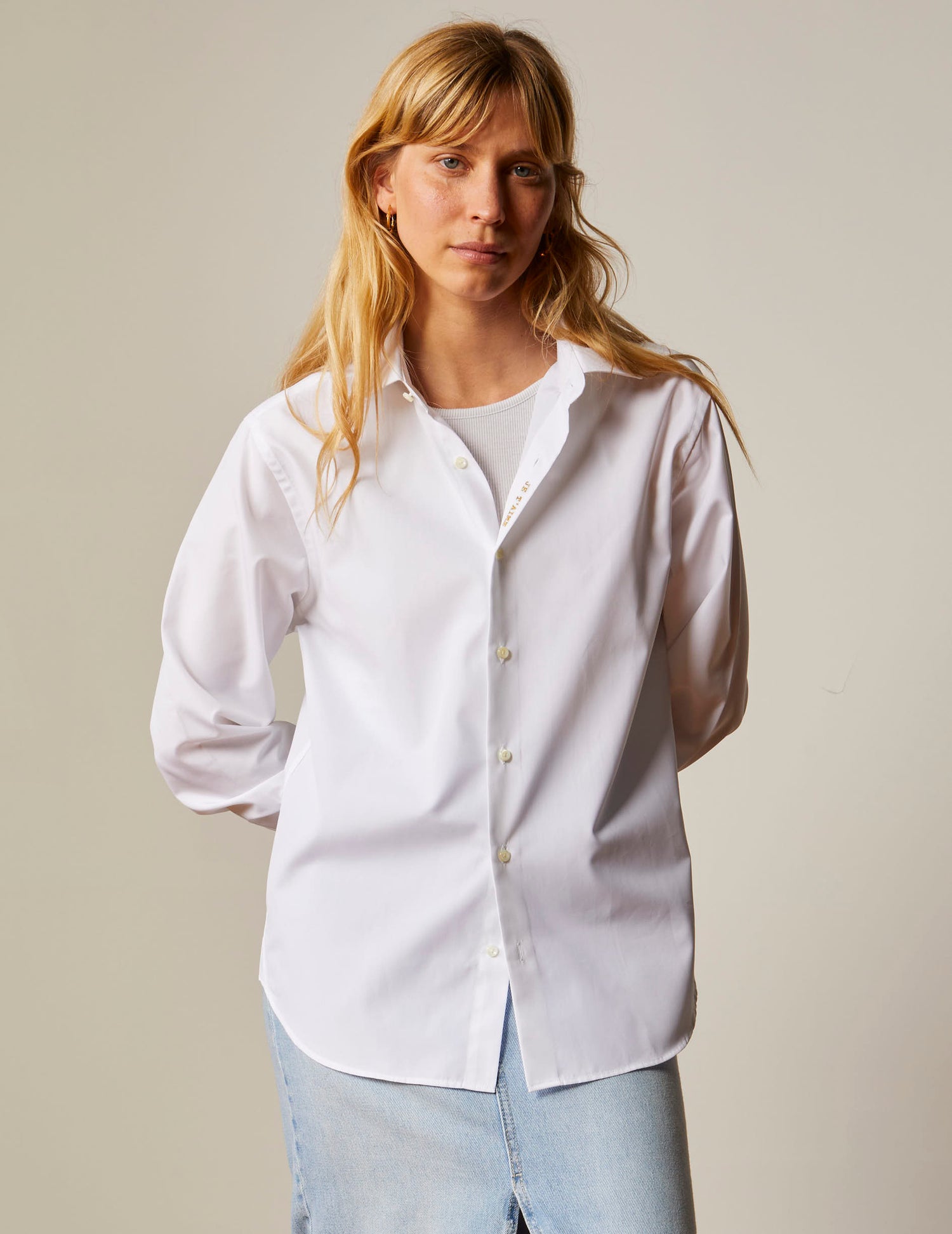 Unisex white "Je t'aime" shirt - Poplin - Figaret Collar#3
