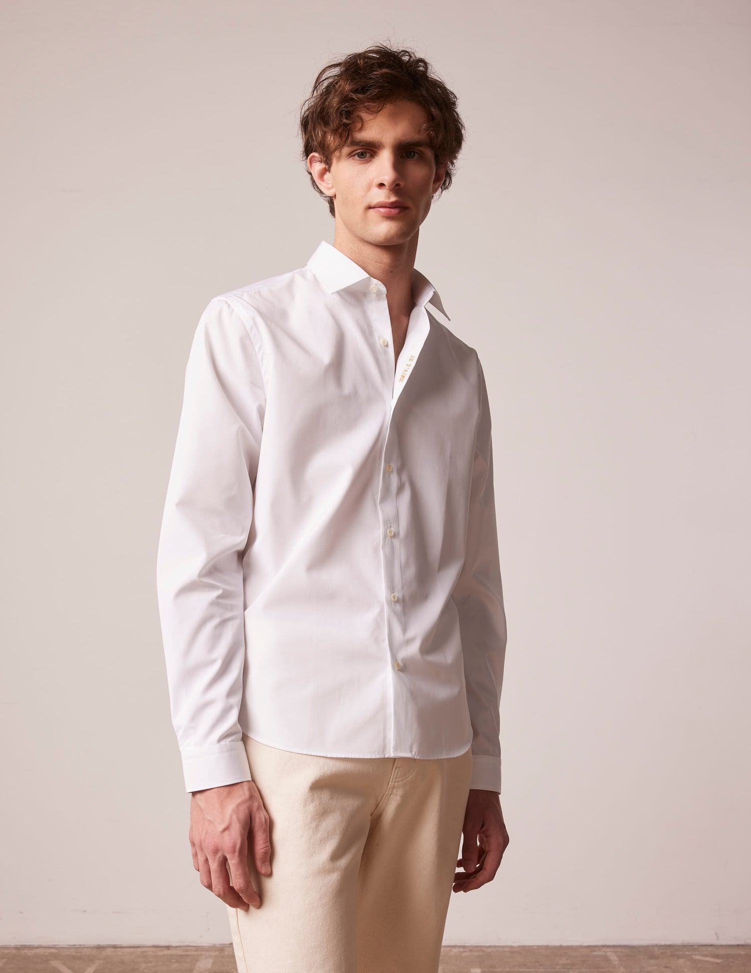 Unisex white "Je t'aime" shirt - Poplin - Figaret Collar#5