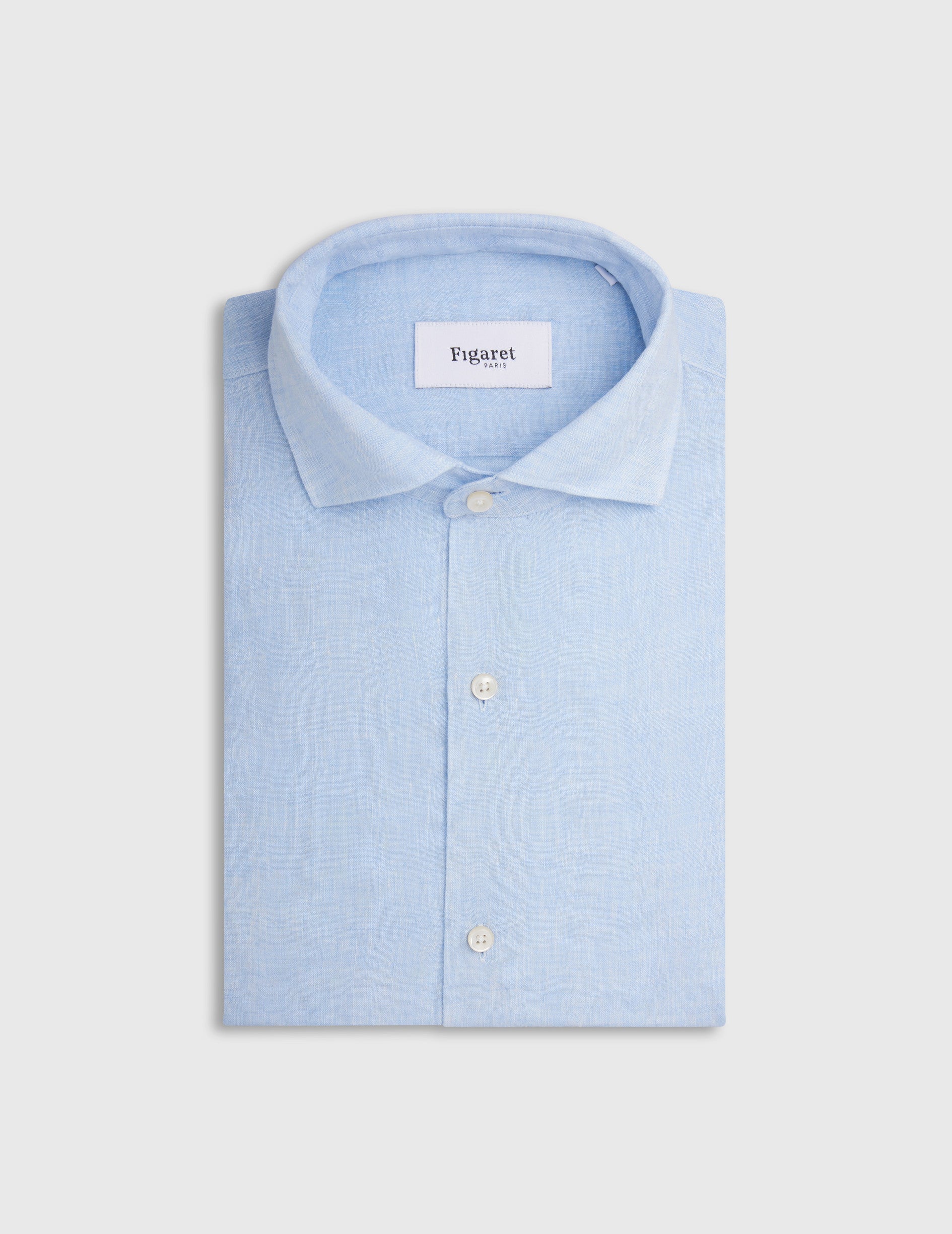 Aristote shirt in light blue linen - Linen - Italian Collar