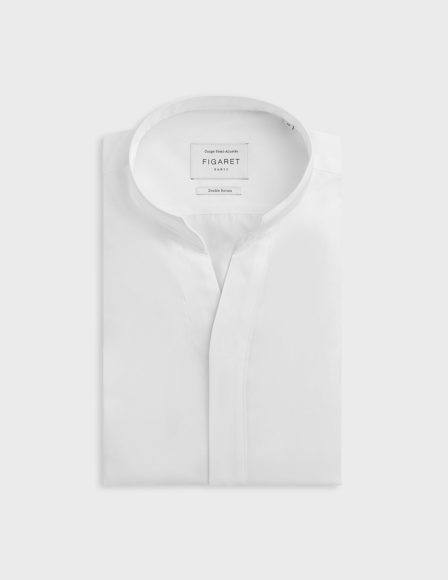 Hidden buttons placket White Carl Shirt - Poplin - Open straight Collar#4