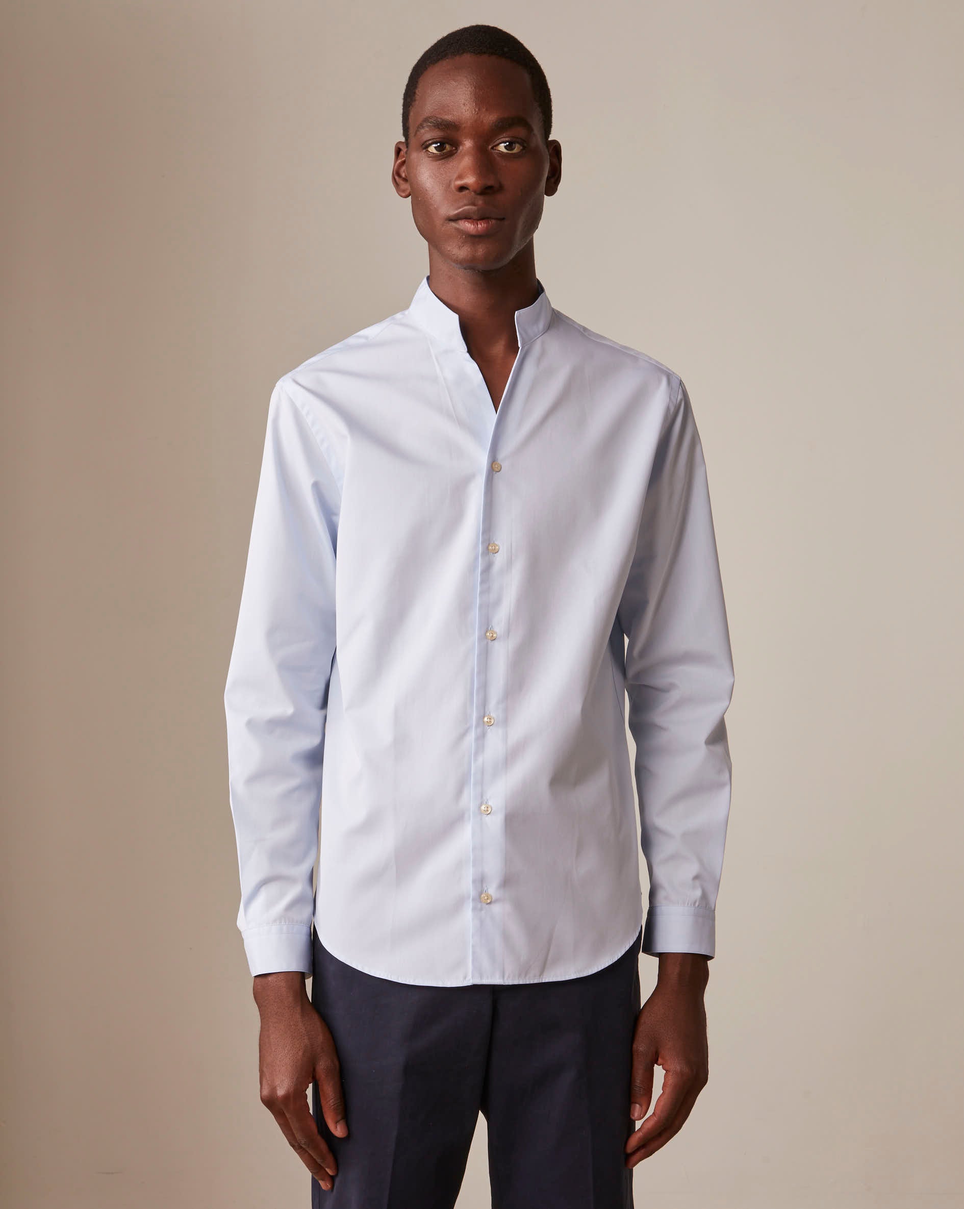 Blue Carl shirt - Poplin - Open straight Collar