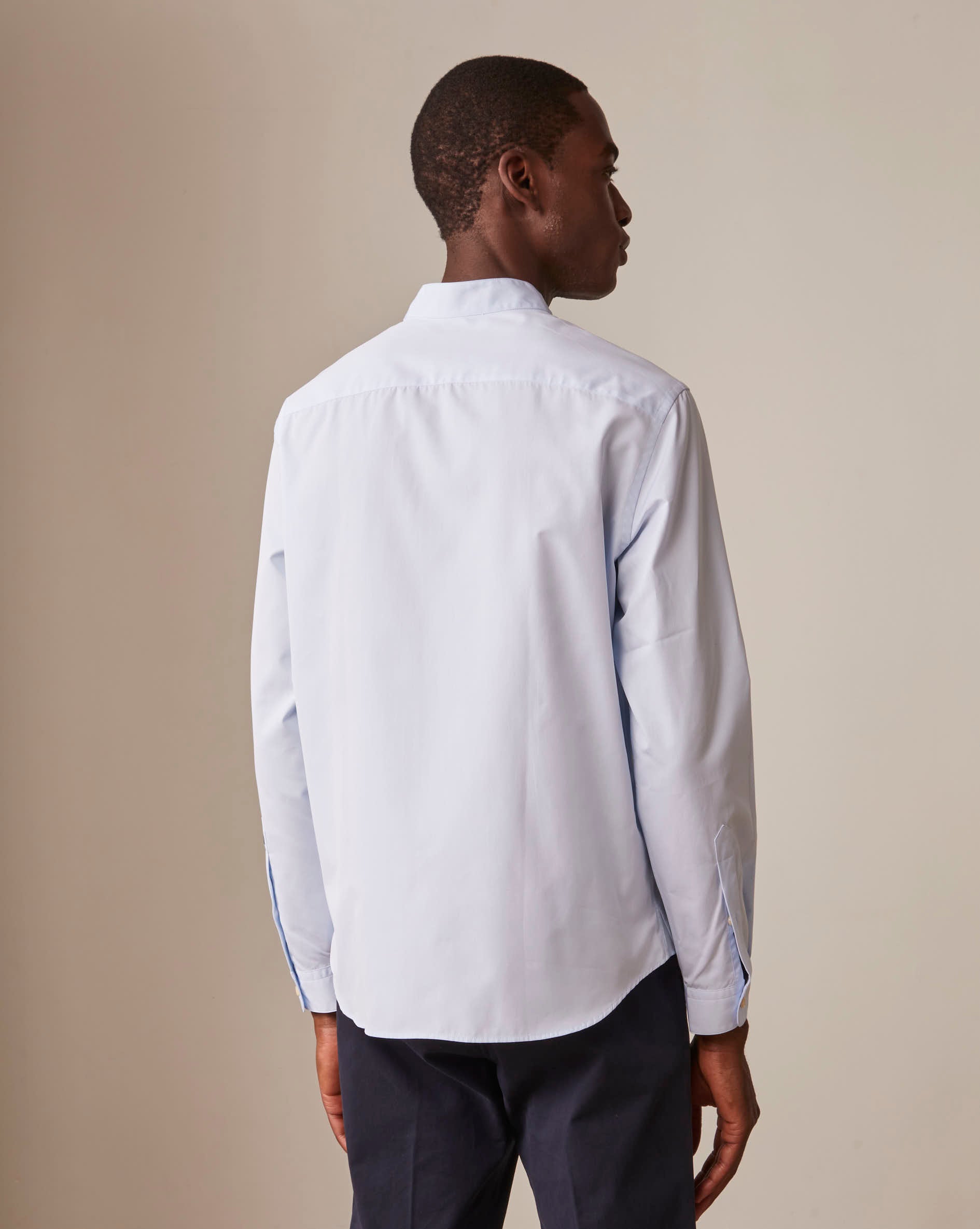Blue Carl shirt - Poplin - Open straight Collar