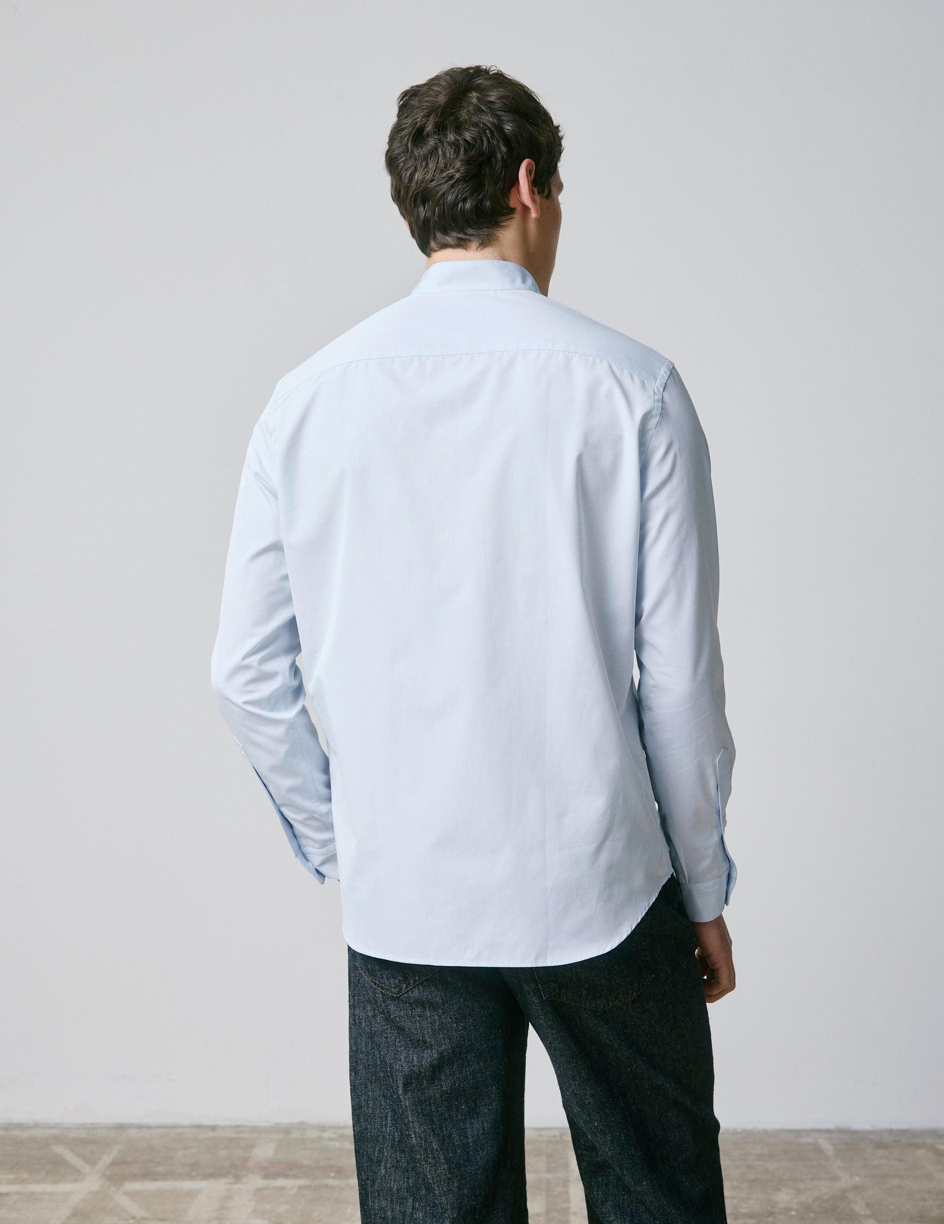 Carl blue shirt - Poplin - Open straight Collar