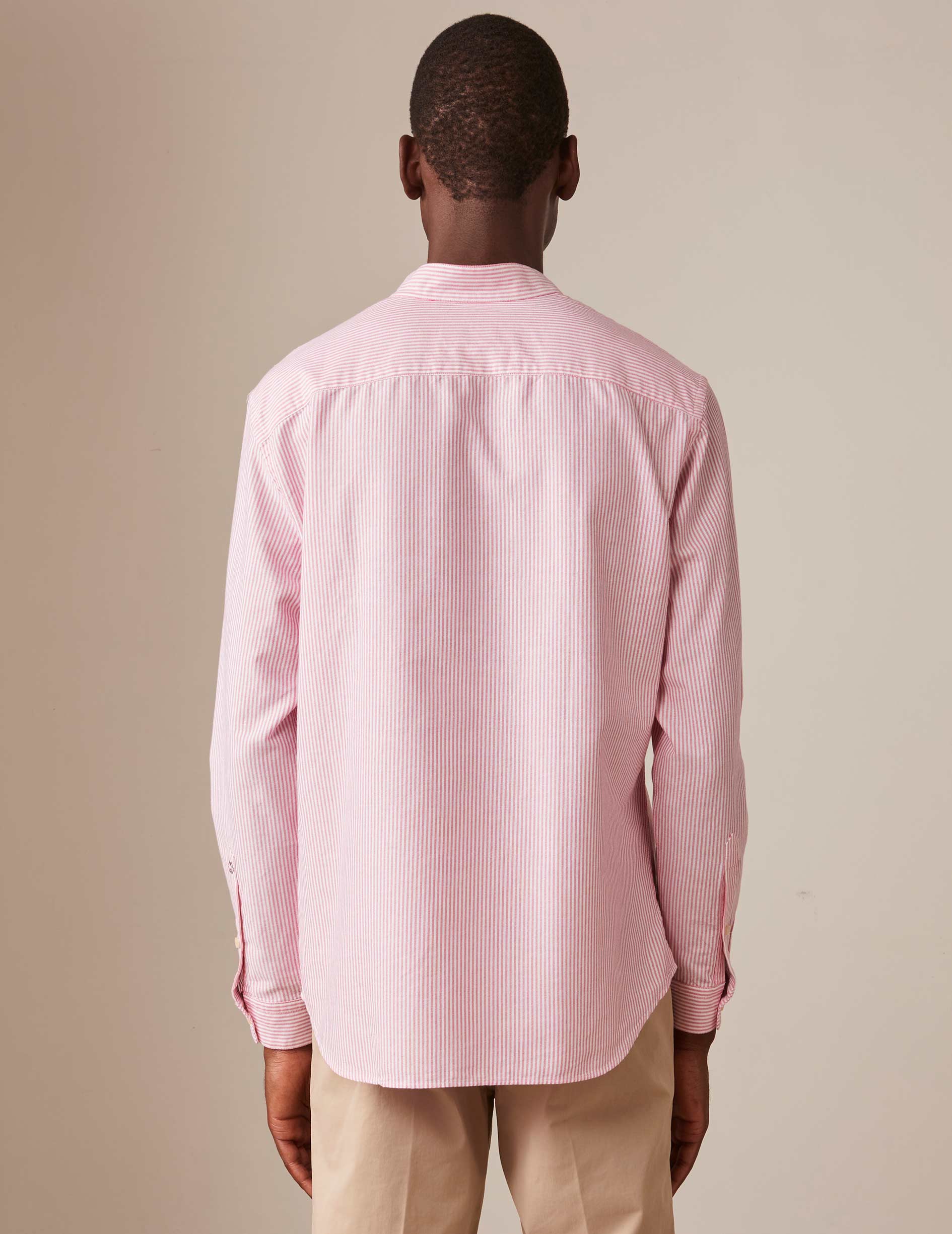 Pink striped Carl shirt - Oxford - Open straight Collar