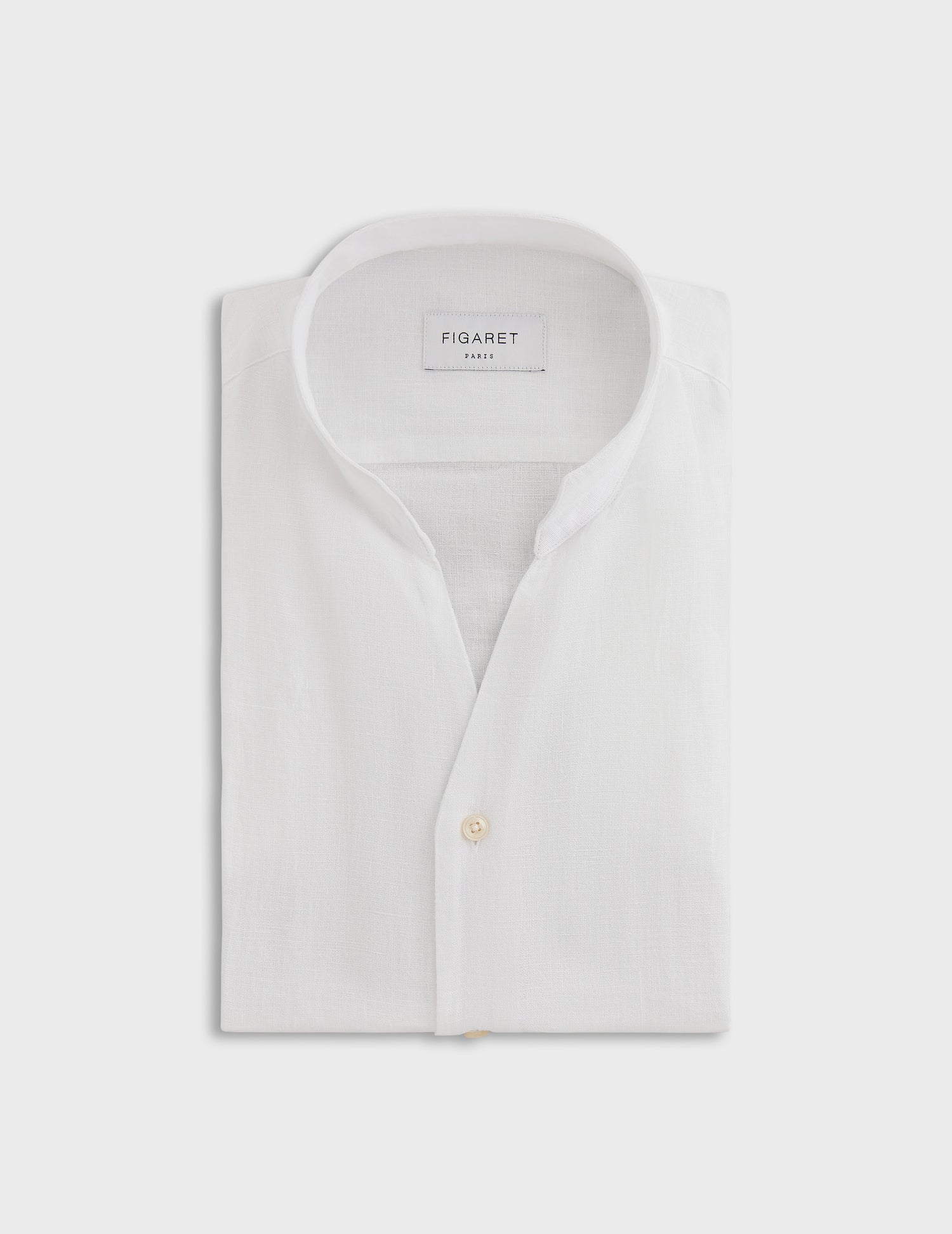 white linen Carl shirt - Linen - Open straight Collar#3