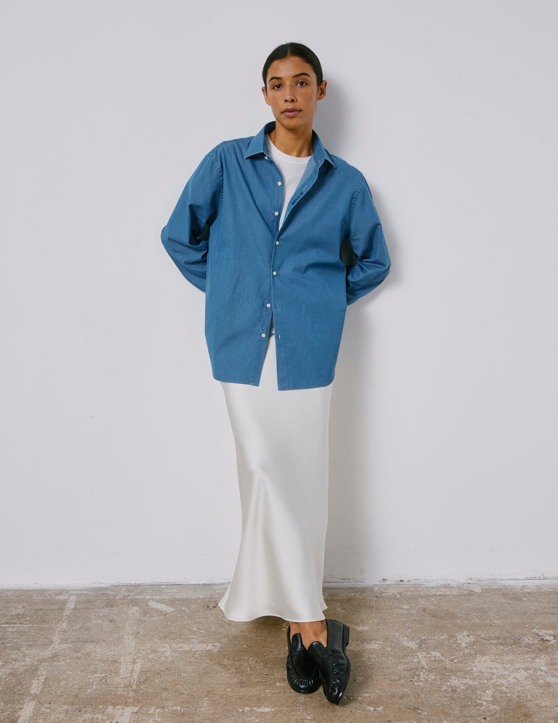 Unisex Blue denim "Je t'aime" shirt - Denim - Figaret Collar