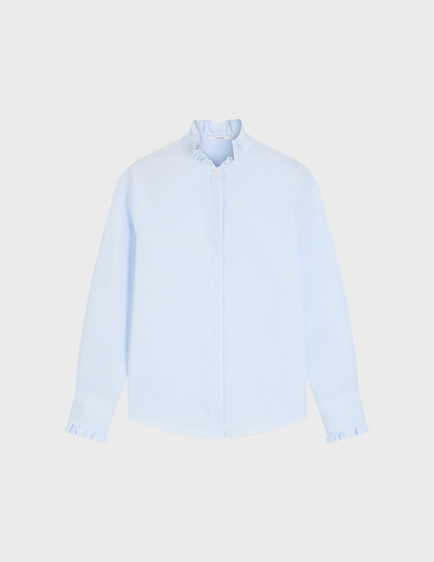 Blue Louison shirt with Hidden buttons placket  - Poplin - Victorian Collar#4