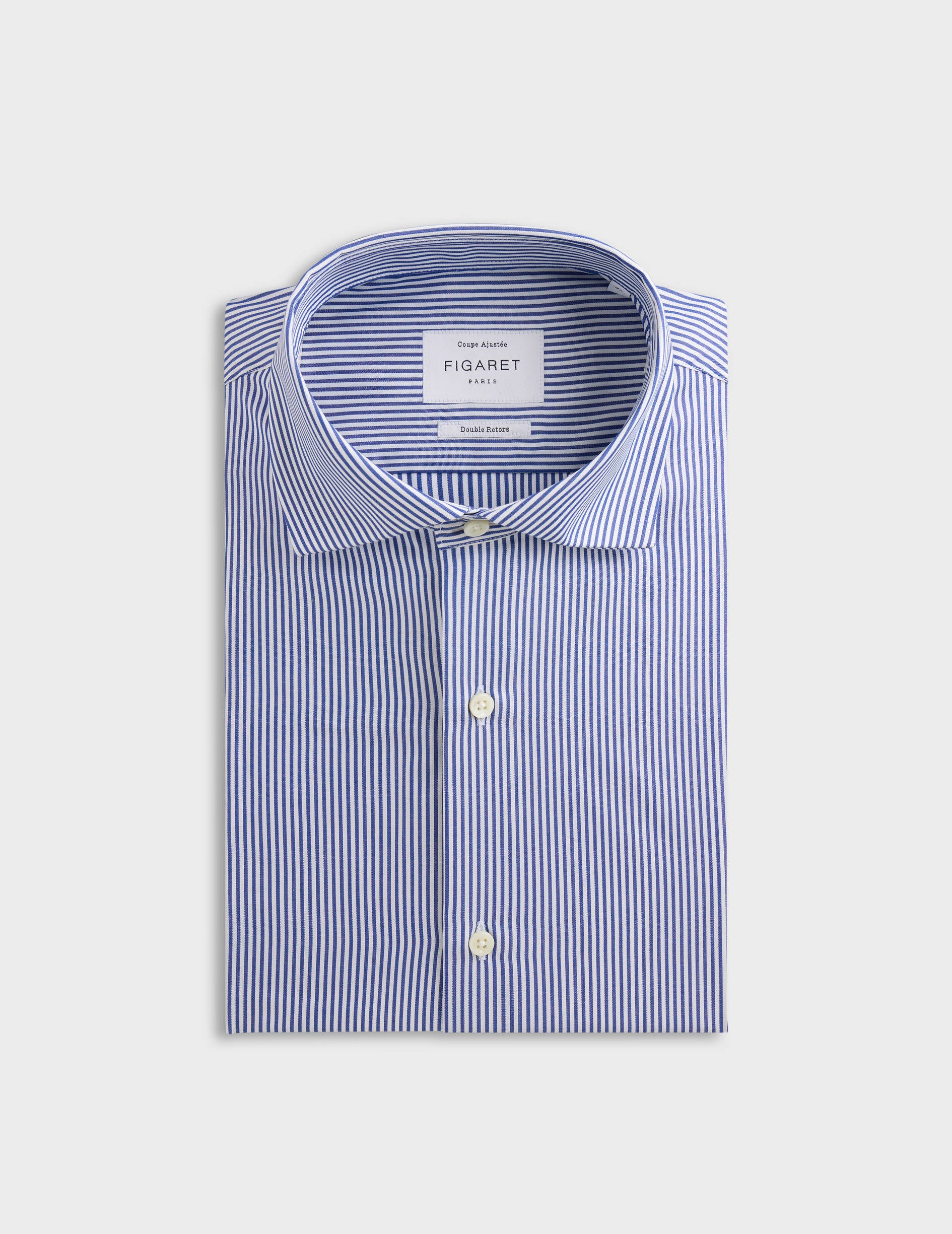 Fitted blue striped shirt