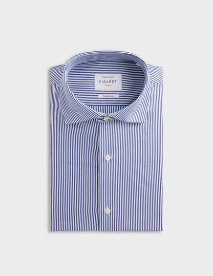 Fitted blue striped shirt