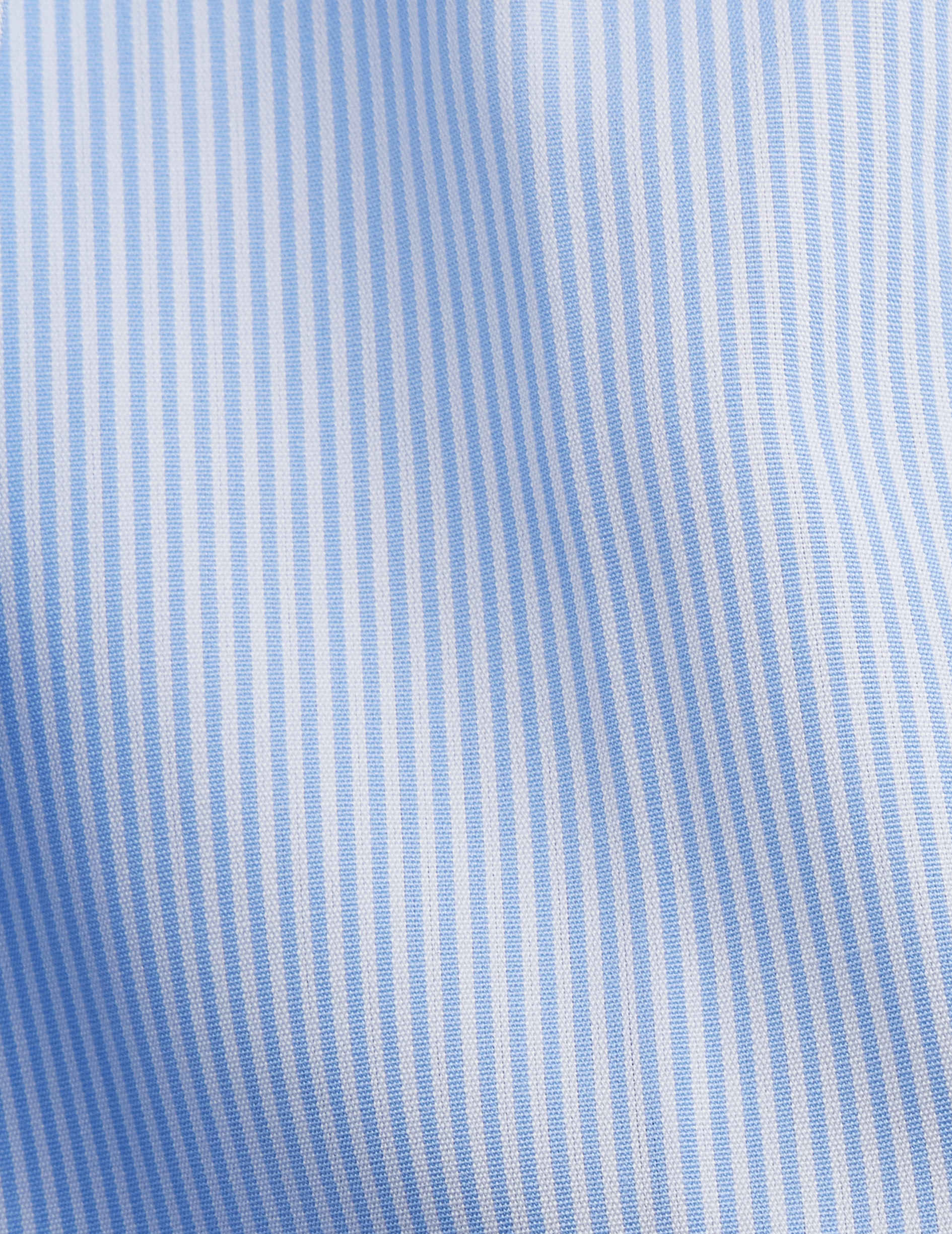 Semi-fitted blue striped shirt - Poplin - Italian Collar