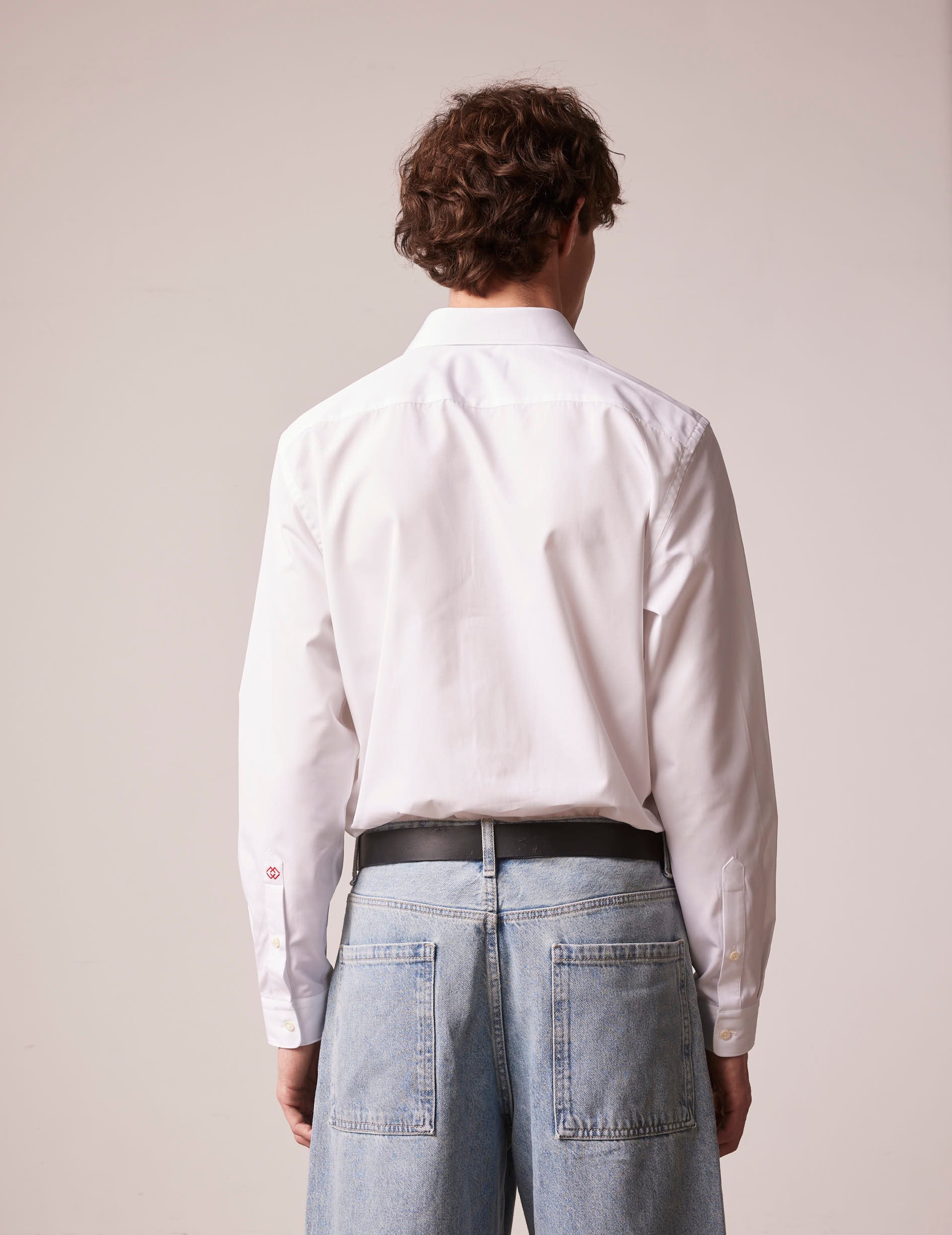 Unisex white "Je t'aime" shirt - Poplin - Figaret Collar