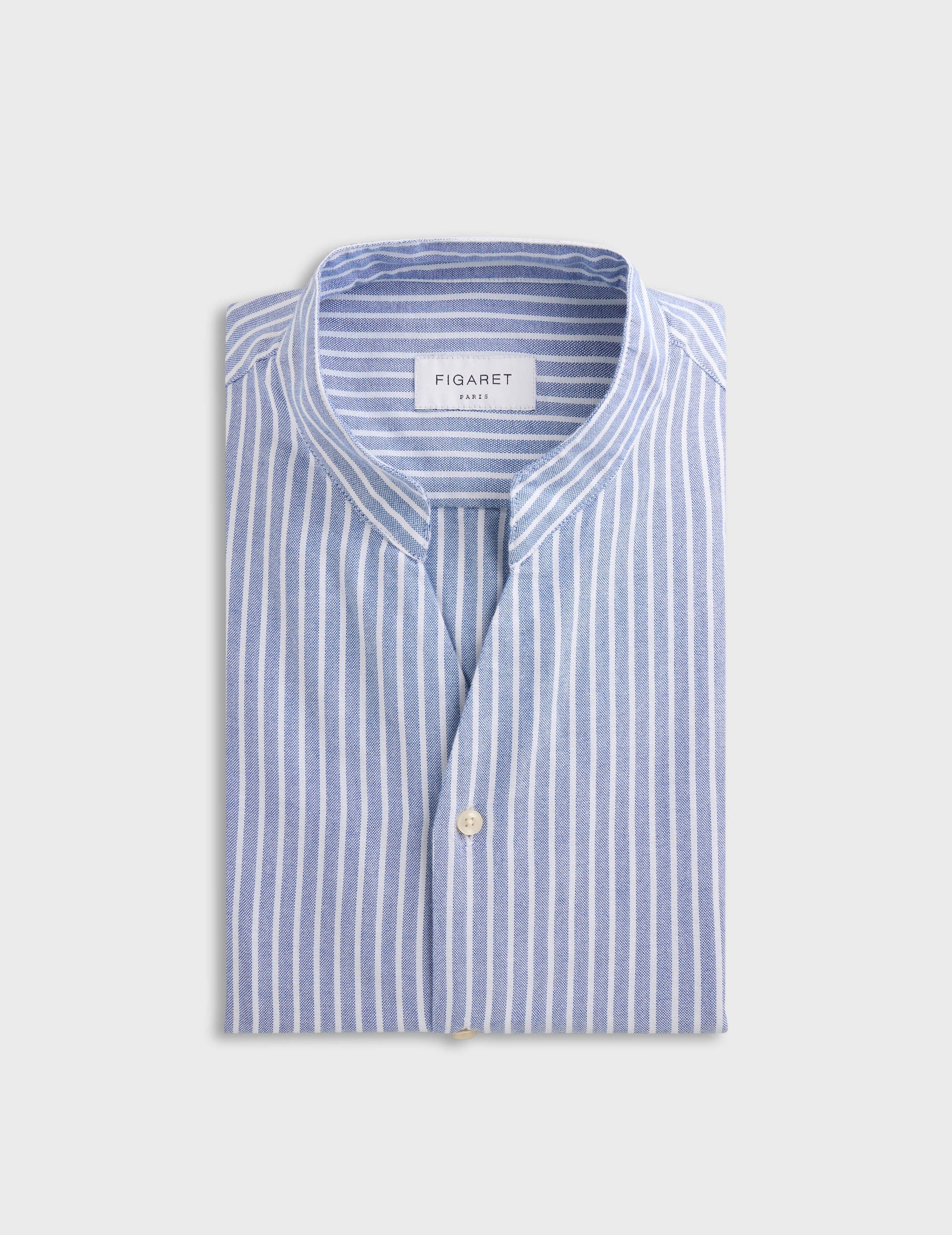 Blue striped Carl shirt - Oxford - Open straight Collar