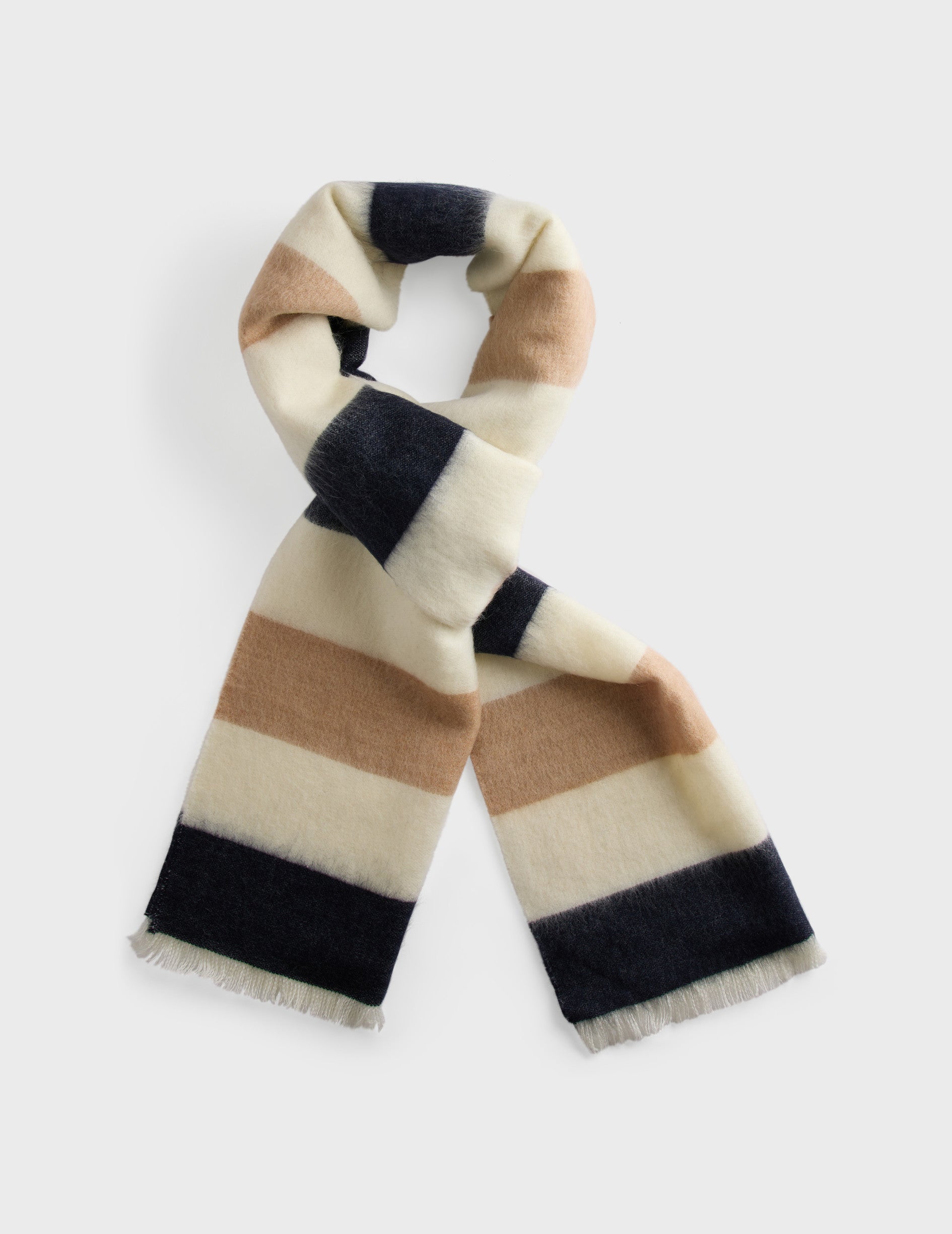 Ecru striped wool scarf