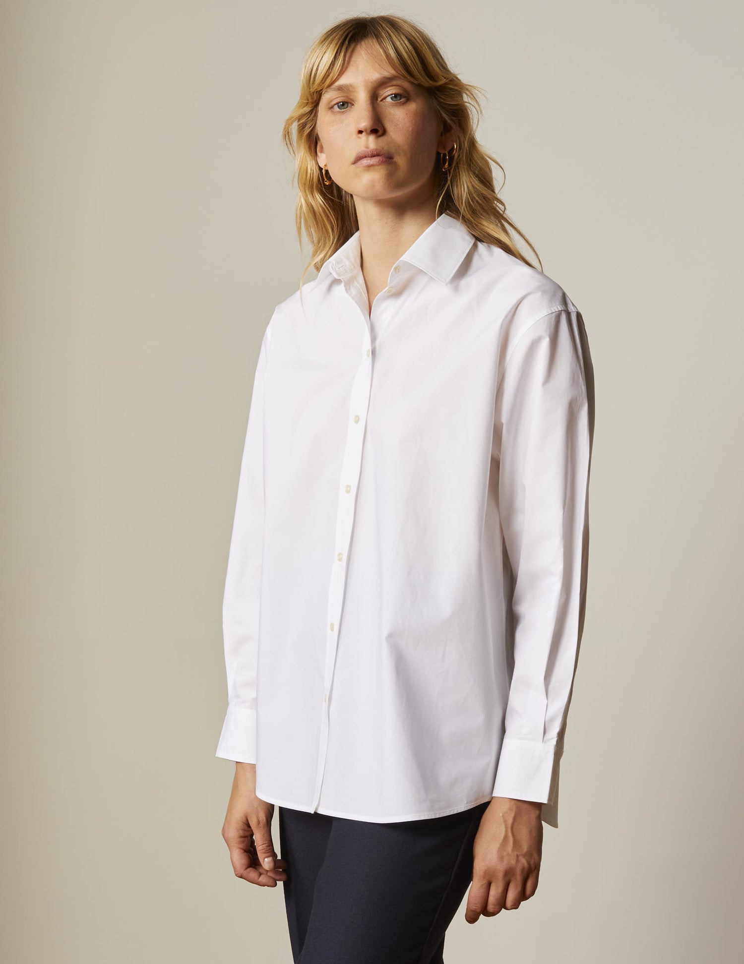 white Oversized Delina shirt - Poplin#3