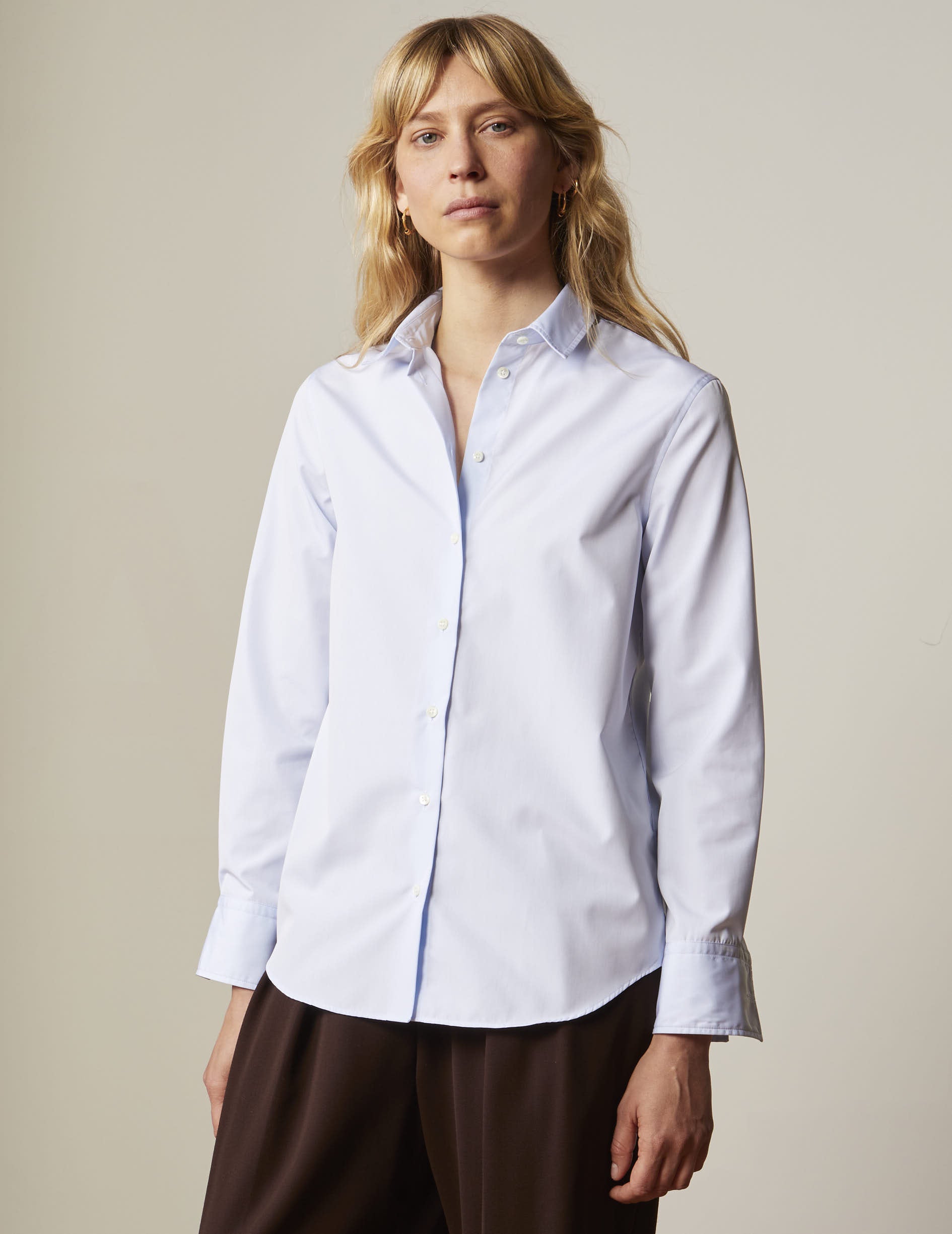 Blue easy-iron Marion shirt - Poplin - Easy-iron