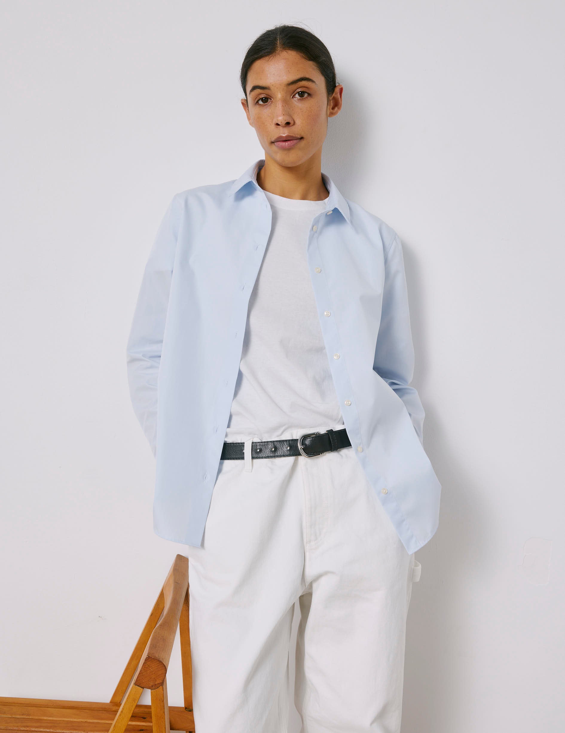 Blue easy-iron Marion shirt - Poplin