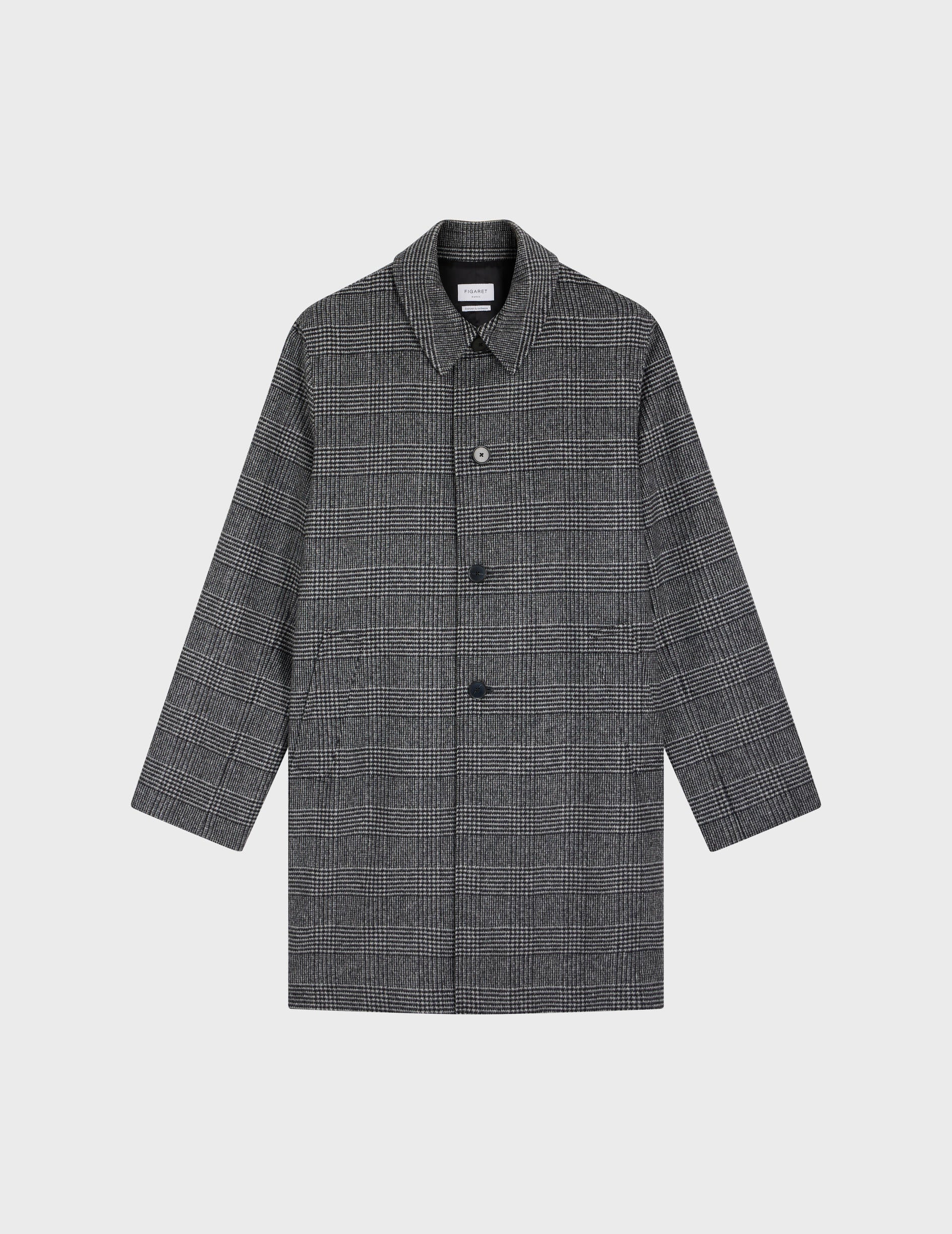 Black wool checked Grégoire coat