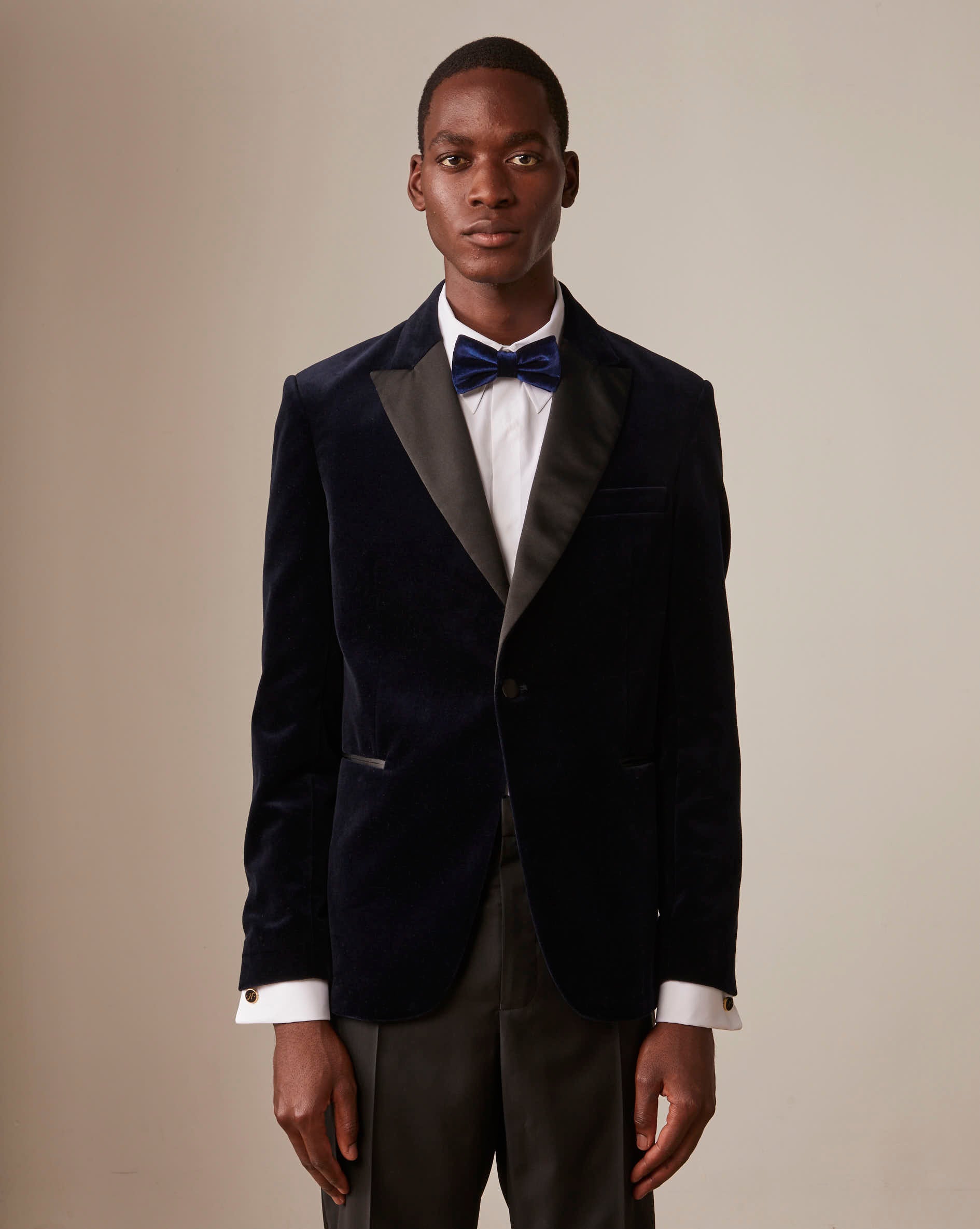Navy velvet Gislain tuxedo jacket