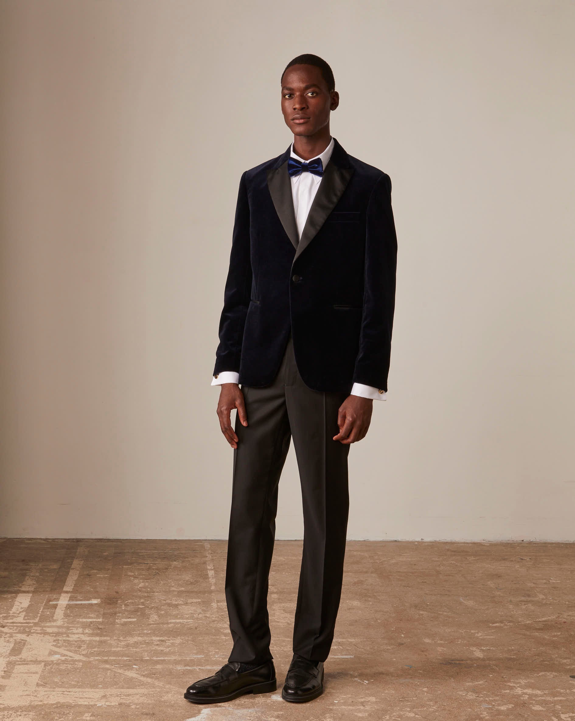 Navy velvet Gislain tuxedo jacket