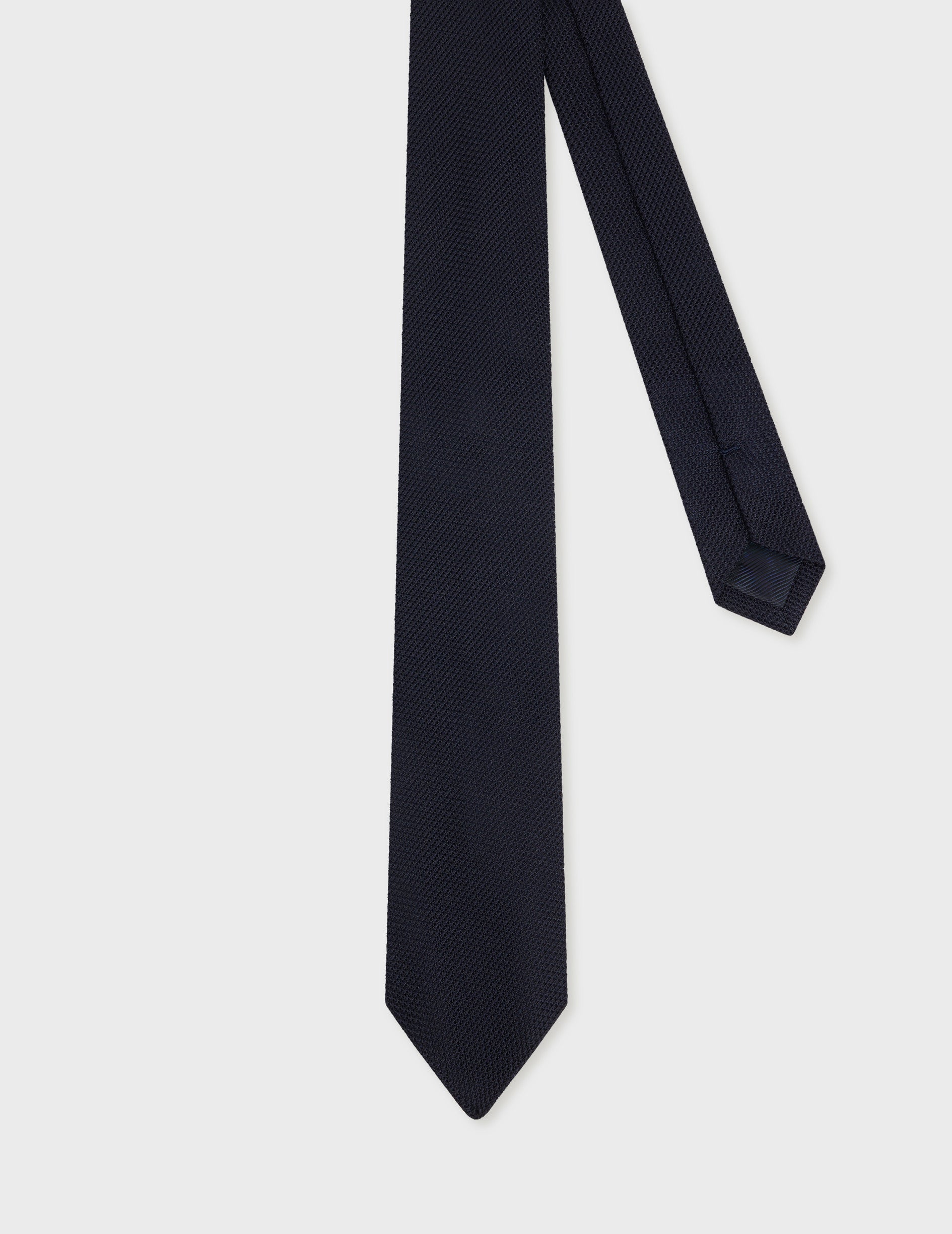 Navy silk tie with grenadine stitch