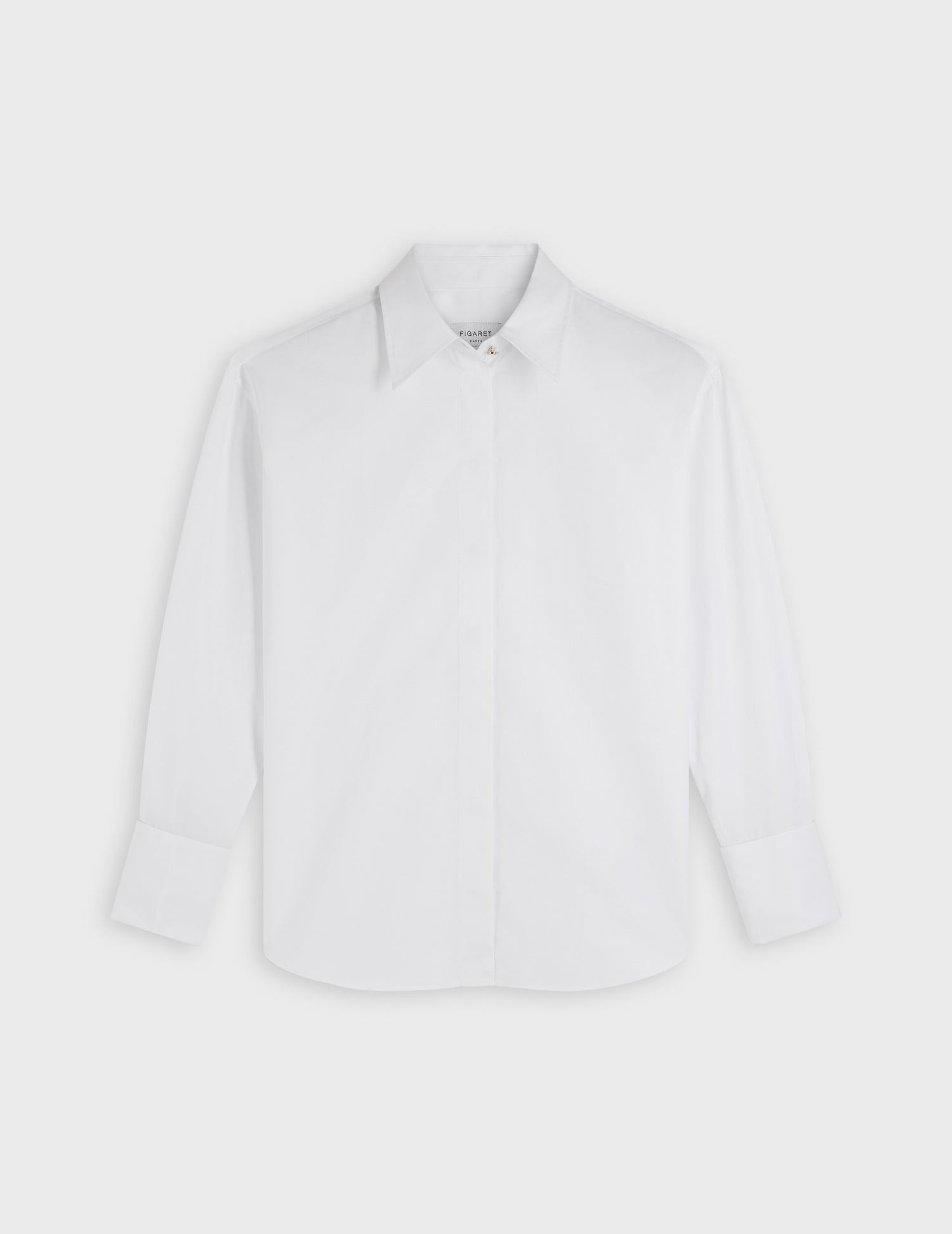 White hidden buttons placket Hillie Shirt - Poplin - French Cuffs#4