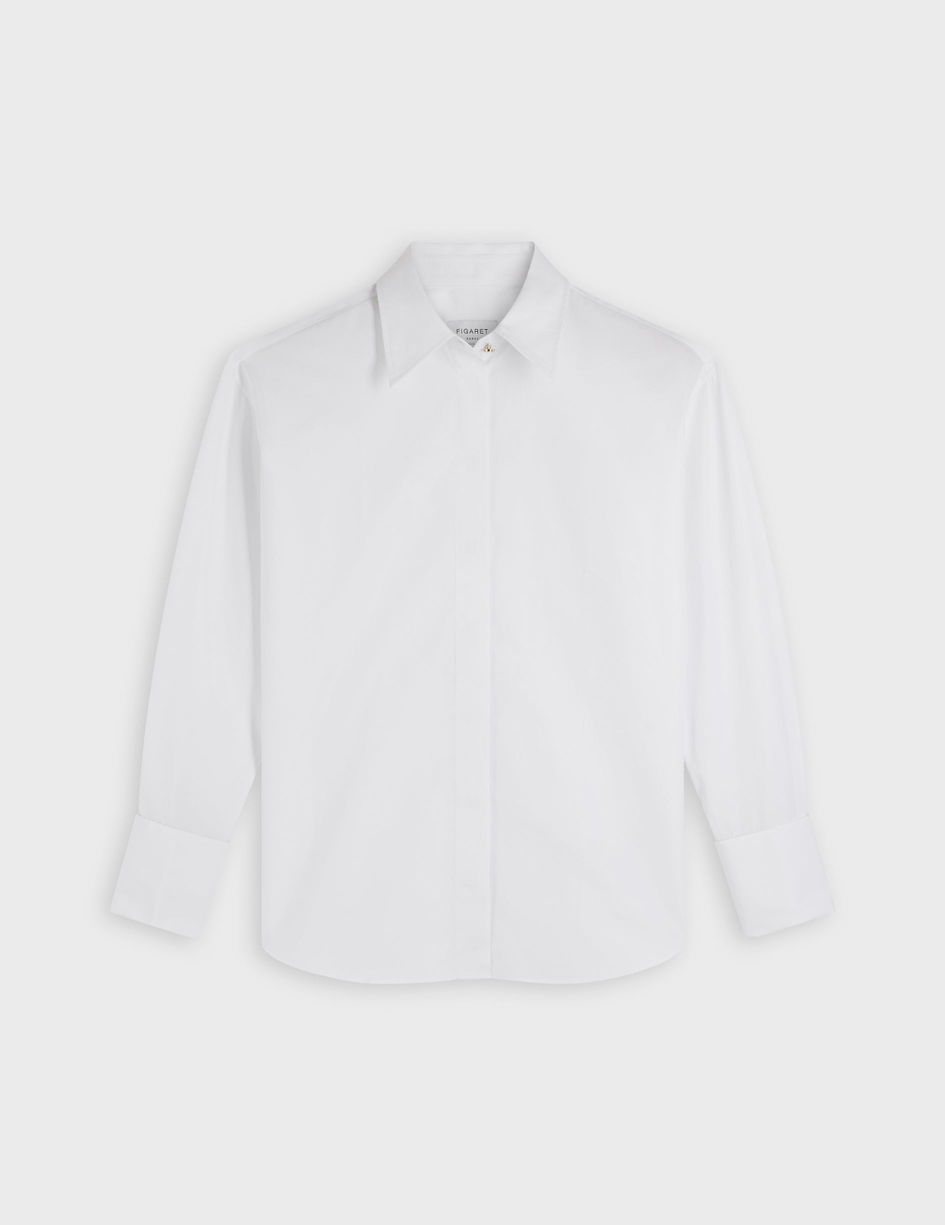 White hidden buttons placket Hillie Shirt - Poplin - French Cuffs