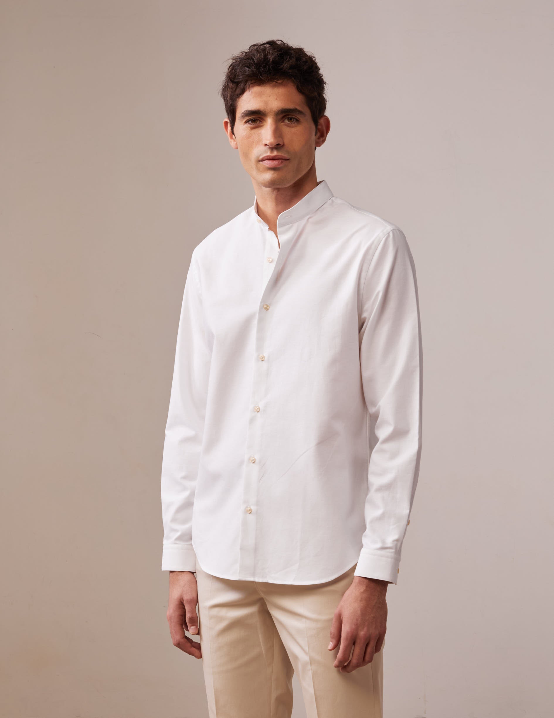 White Herwin shirt - Oxford - Officer Collar