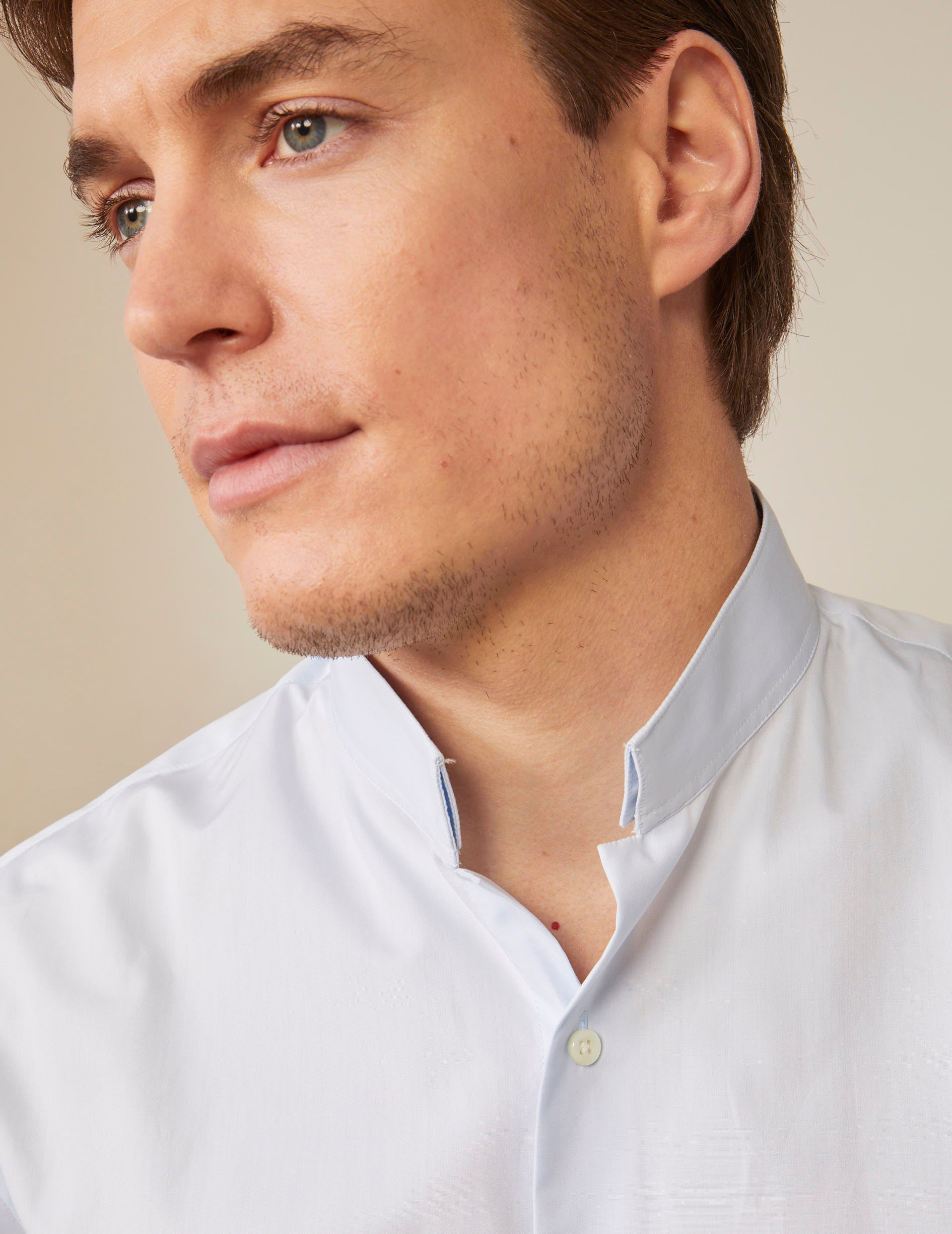 semi-fitted Blue shirt - Poplin - Inverted Collar
